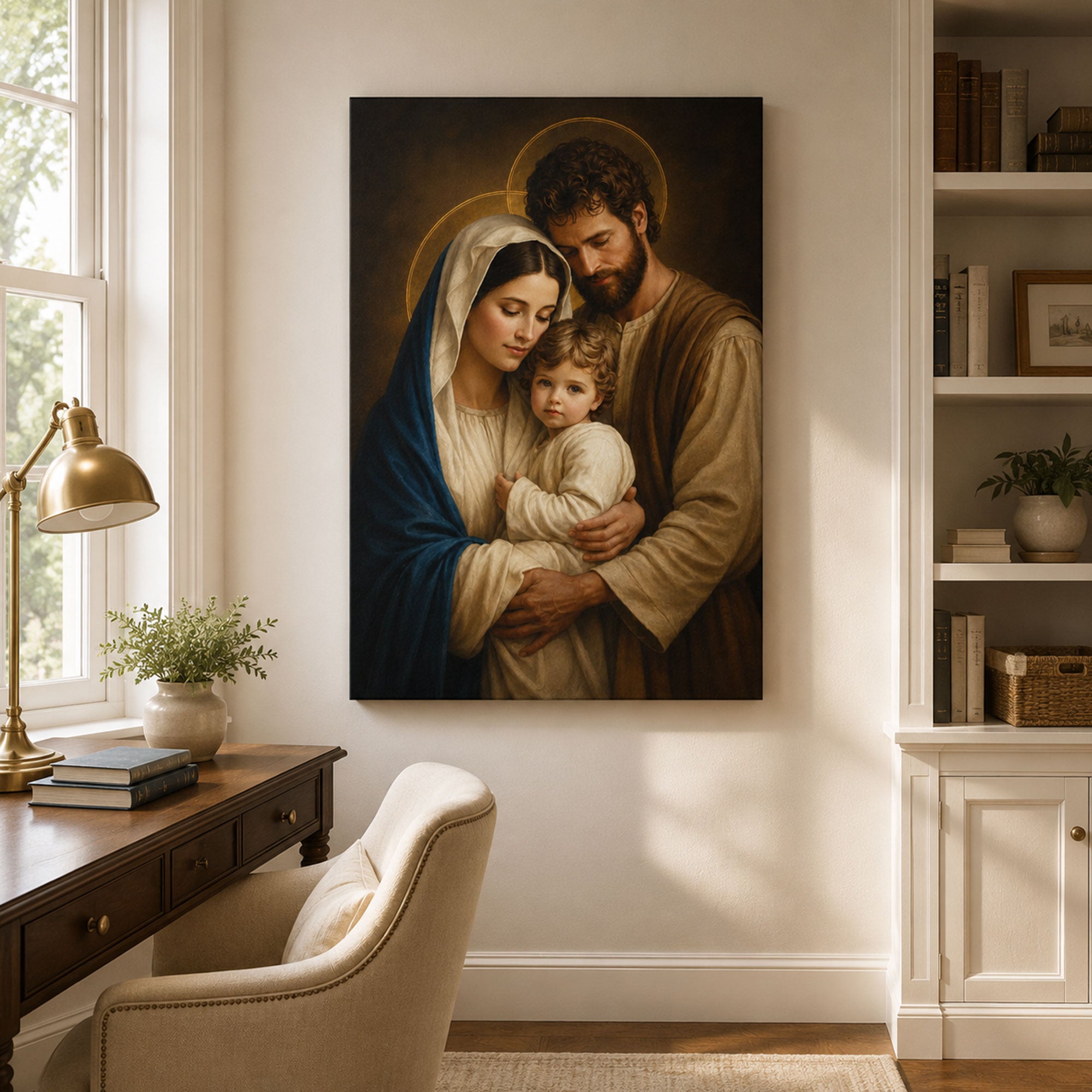 Holy Family Canvas Print, Mary Joseph and Baby Jesus Catholic Wall Art, Christian Family Faith Home Decor Gift