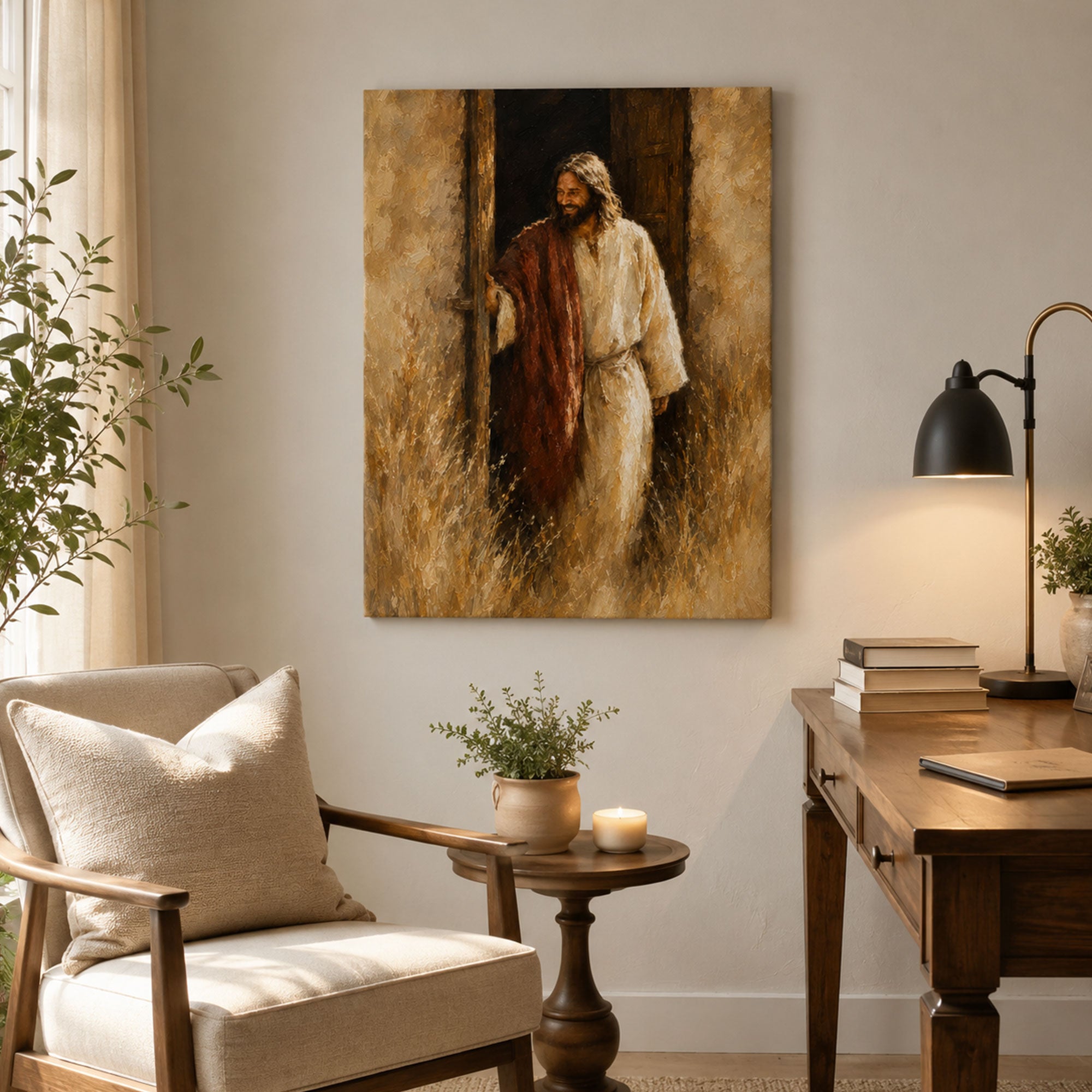 Jesus Welcoming You at the Open Door Canvas Print, Christian Home Decor