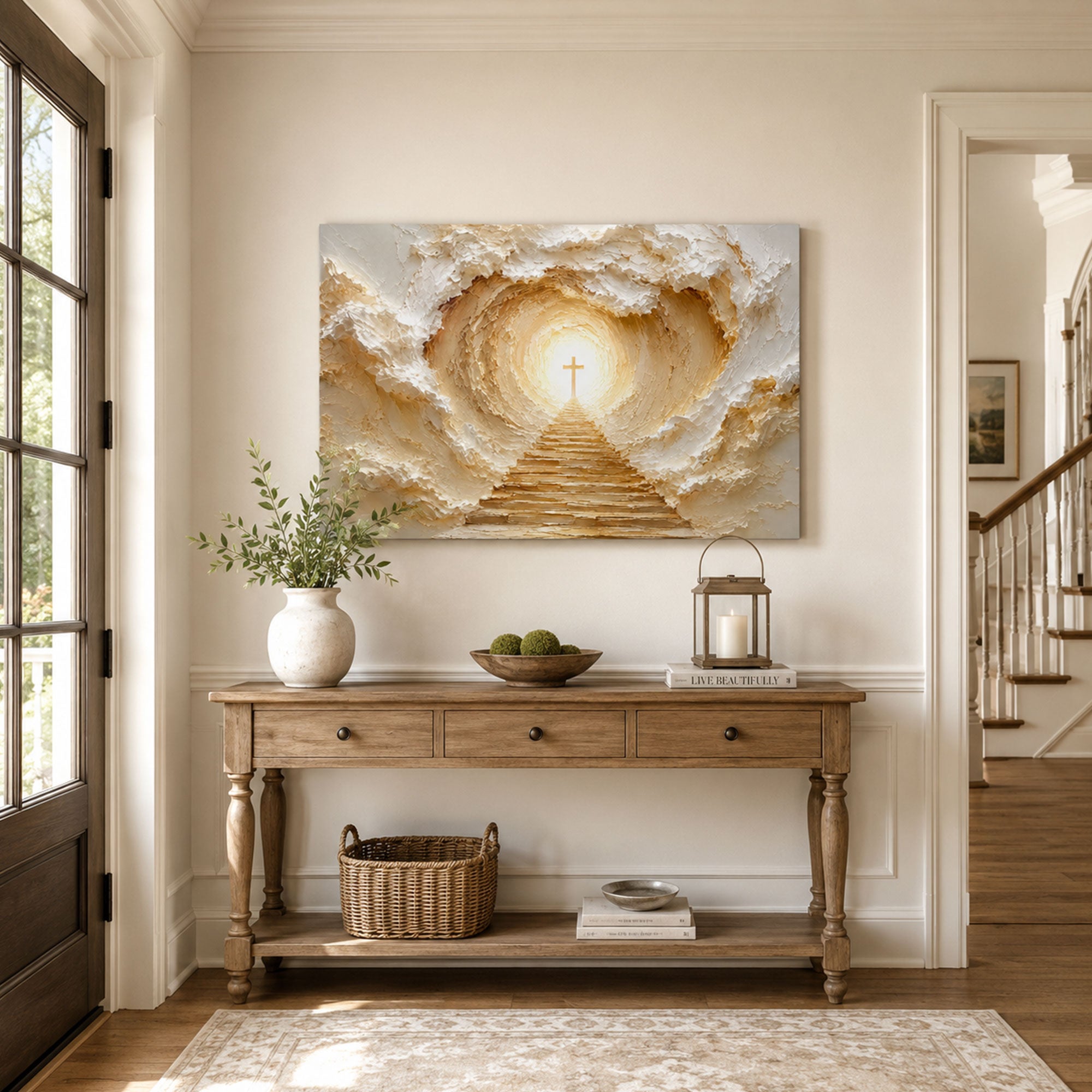 Stairway to the Cross Canvas Print, Christian Home Decor