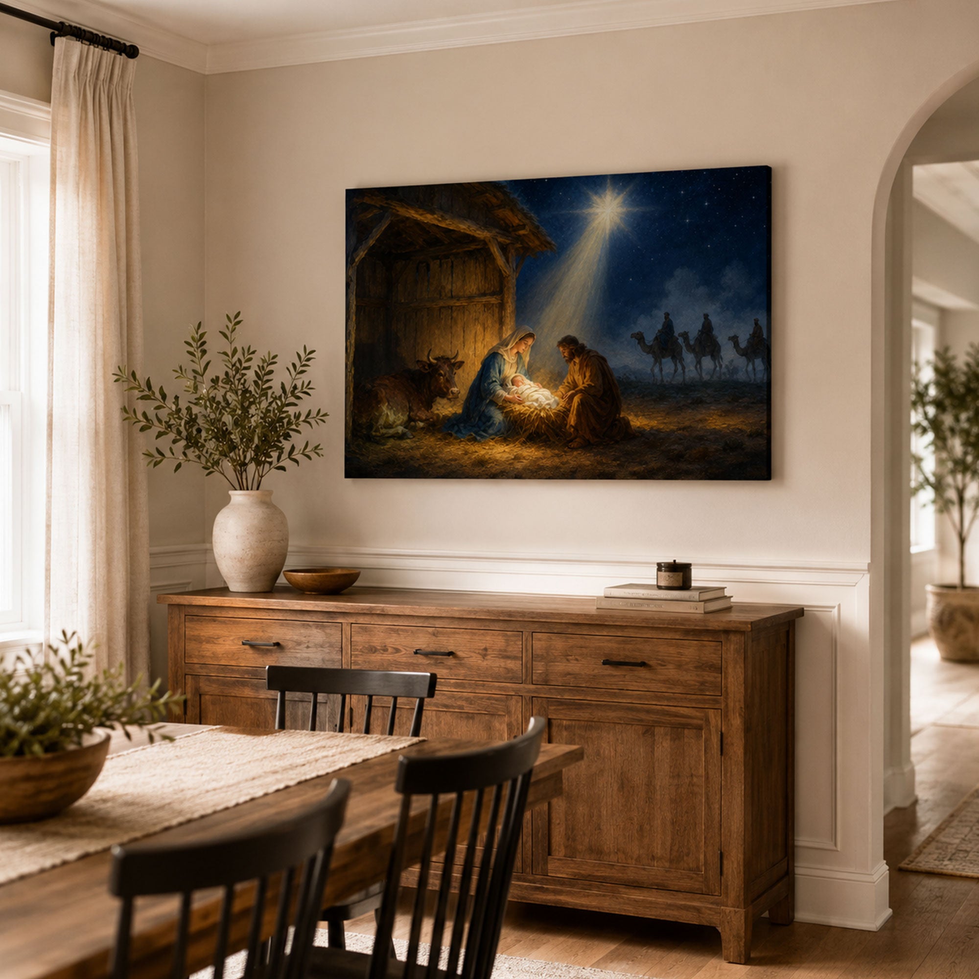 Nativity of Jesus Canvas Print, Christian Christmas Home Decor