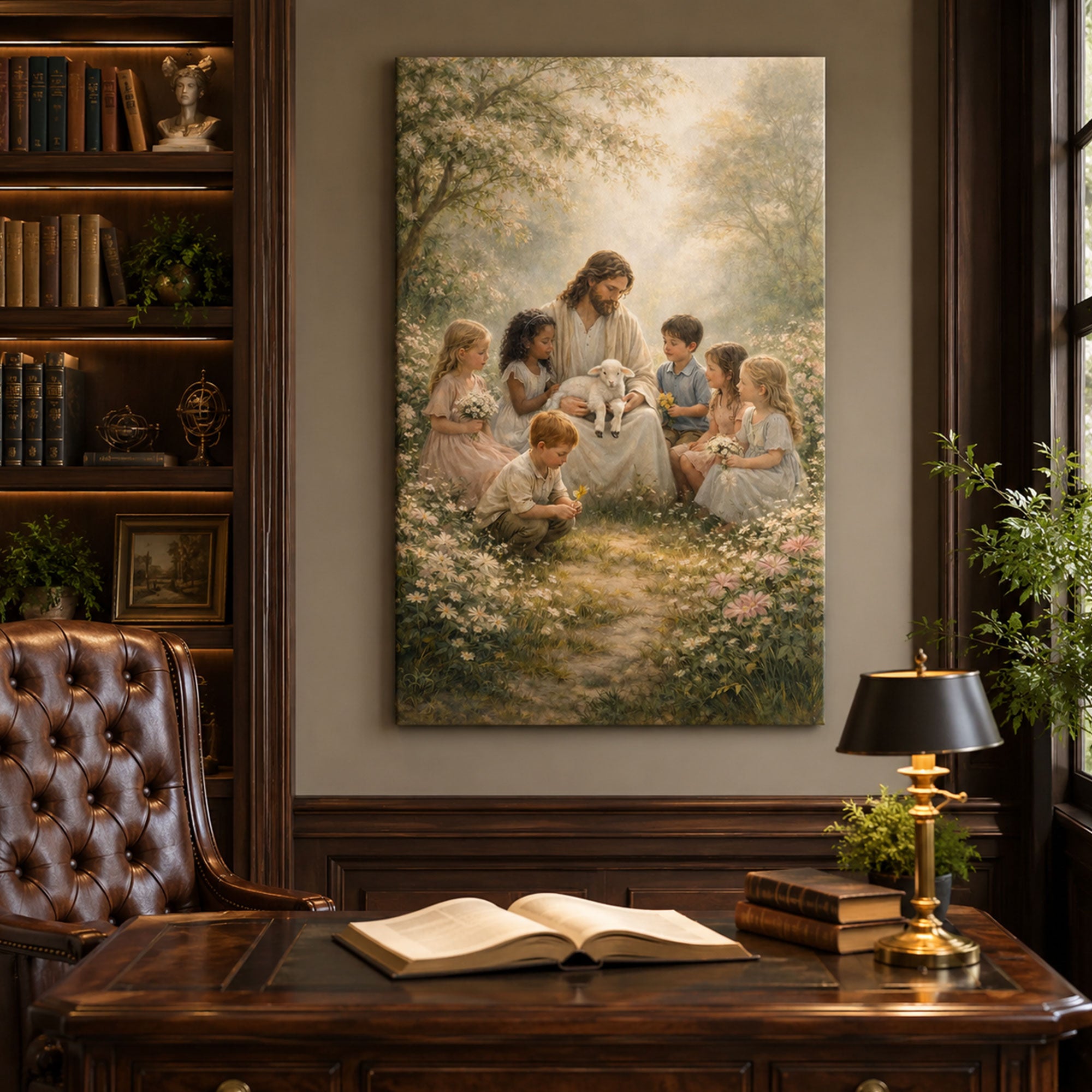 Jesus with Children Canvas Print Christian Wall Art Faith Inspired Family Home Decor