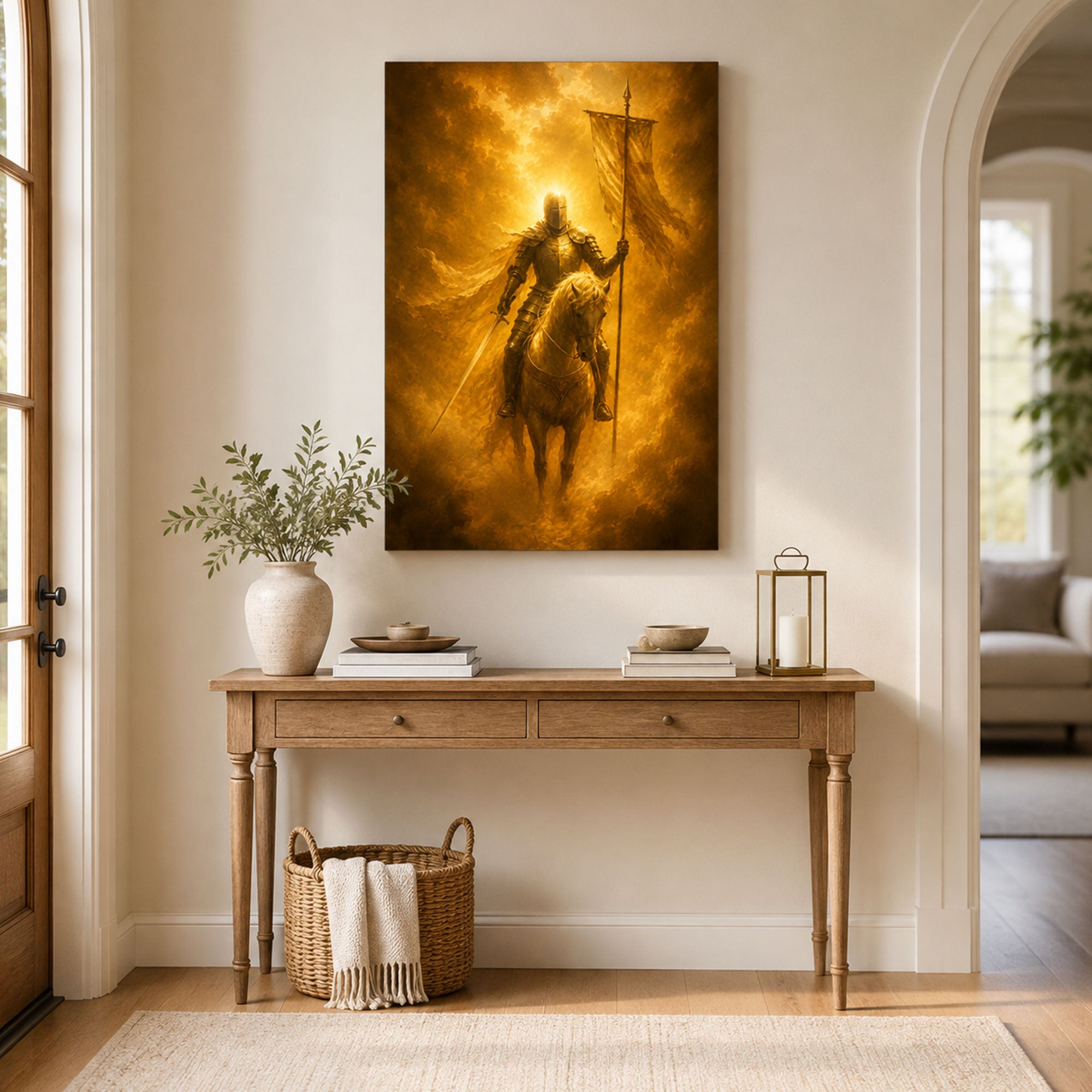 Armor of God Christian Knight Canvas Print, Ephesians 6:11 Faith Wall Decor, Warrior of God Gift