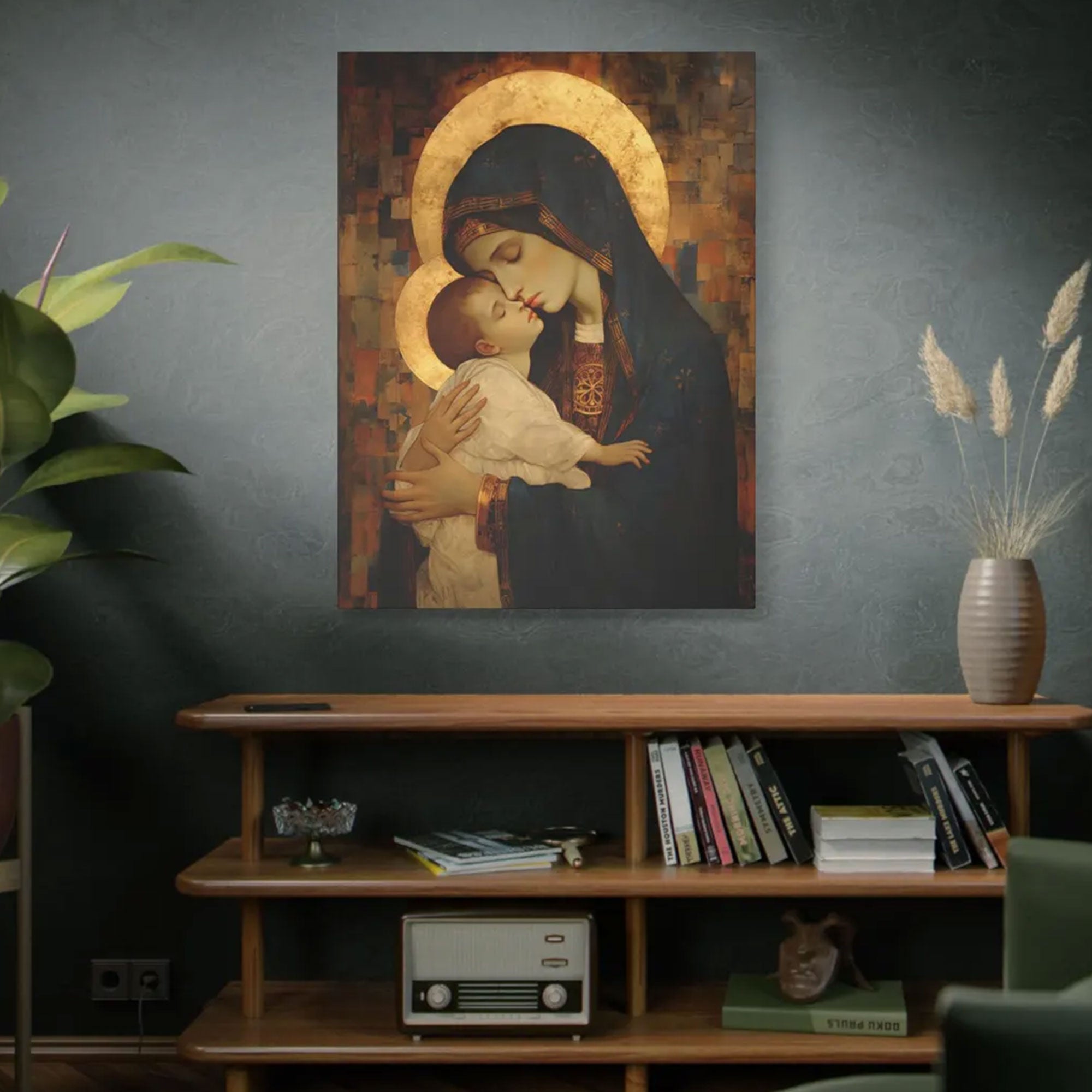 Mother of Mercy Canvas Wall Art, Virgin Mary and Christ Child, Catholic Religious Home Decor