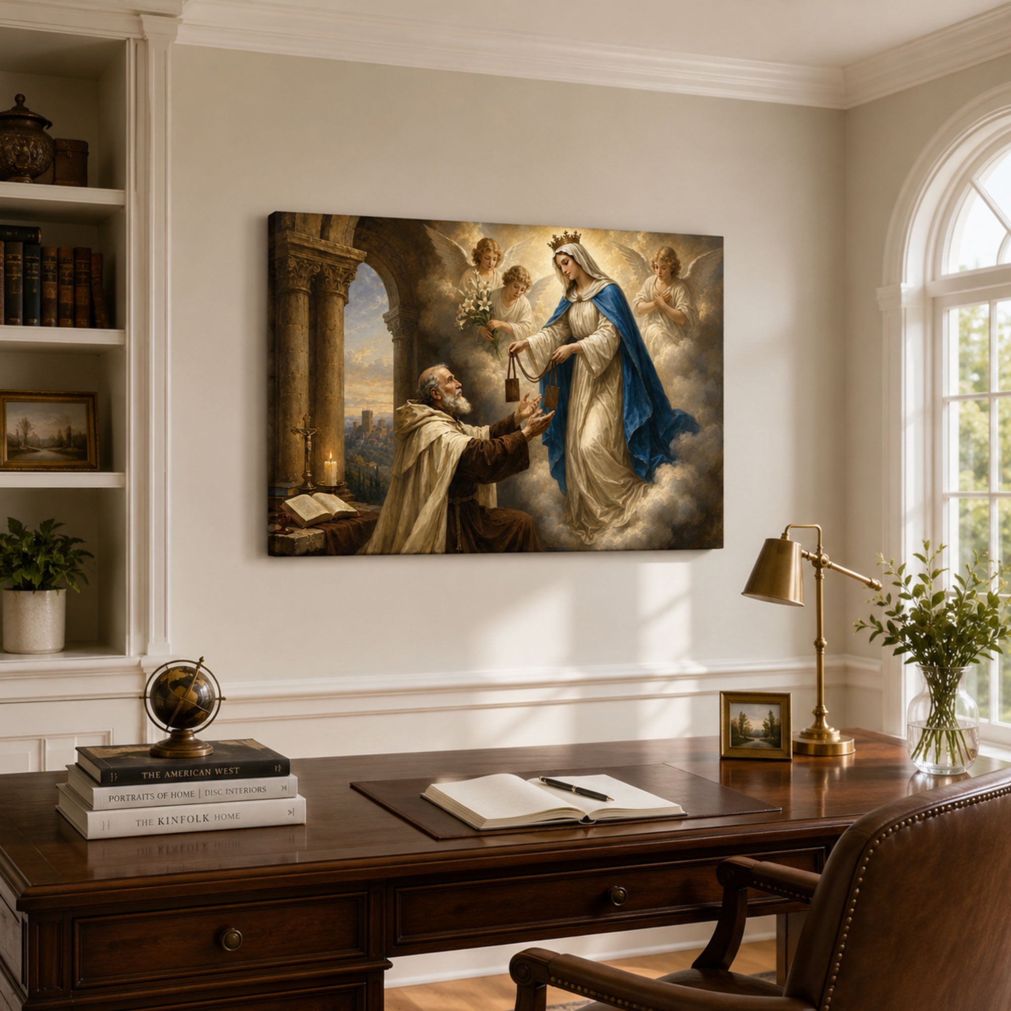 Our Lady of Mount Carmel Canvas Print, Virgin Mary Brown Scapular Catholic Wall Art, Faith Home Decor Gift