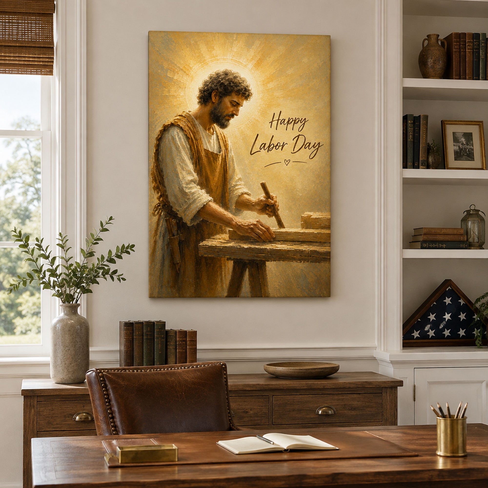 Saint Joseph the Worker Labor Day Canvas Print, Catholic Wall Decor, Christian Faith Gift