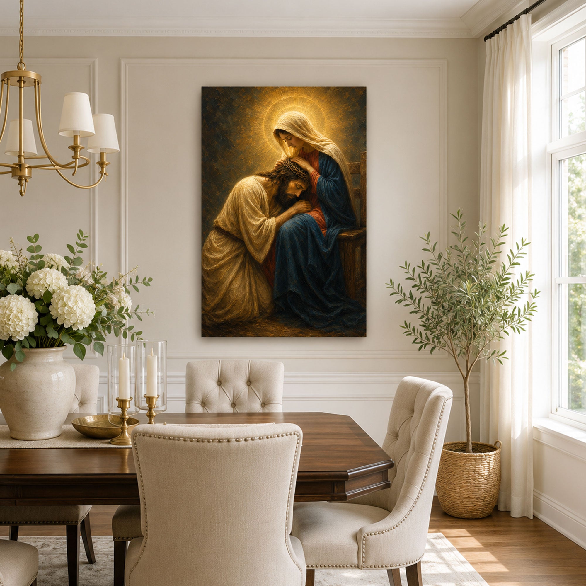 Jesus Resting with the Blessed Mother Canvas Print, Faith Home Decor