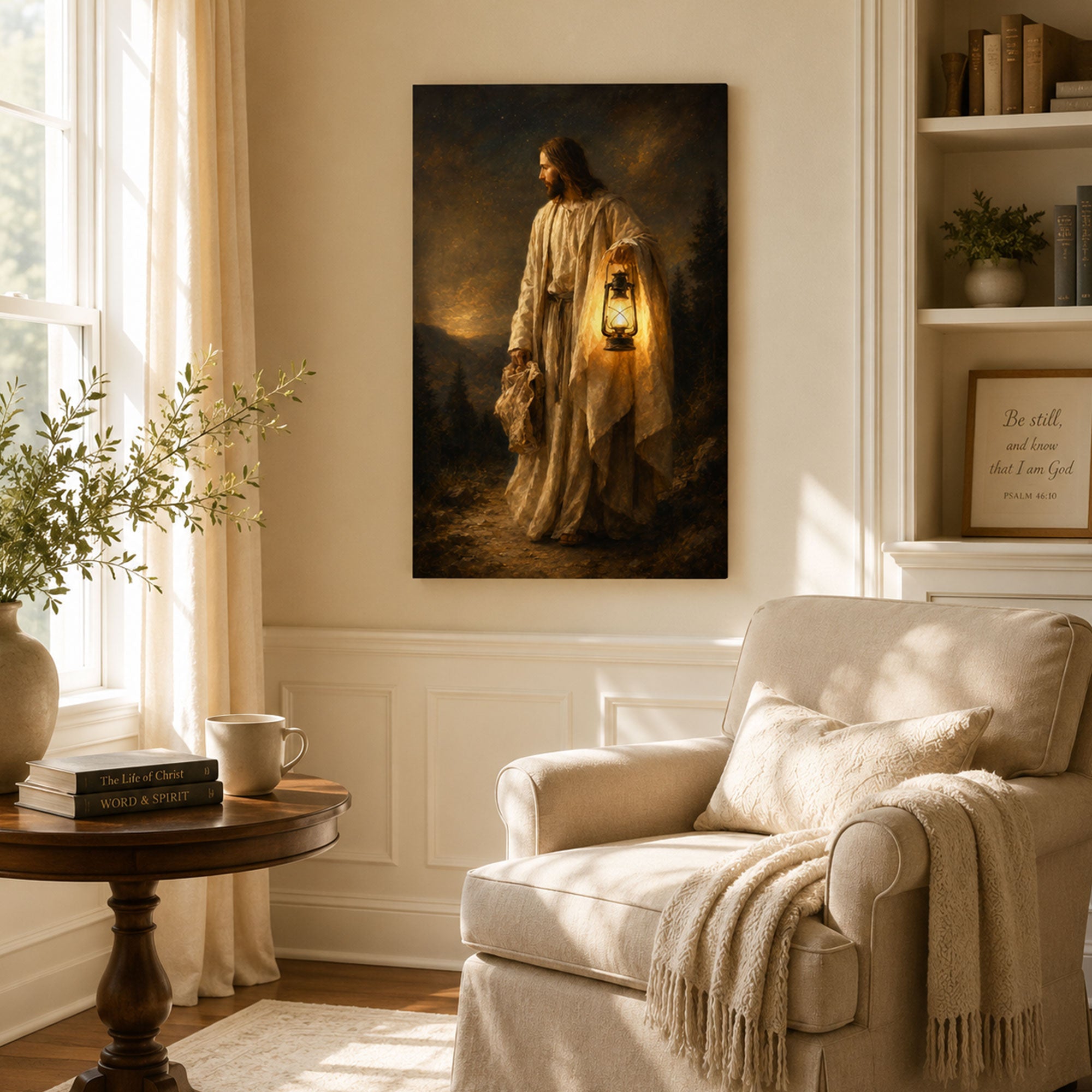 Jesus Seeking the Lost by Lantern Light Canvas Print, Christian Faith Decor