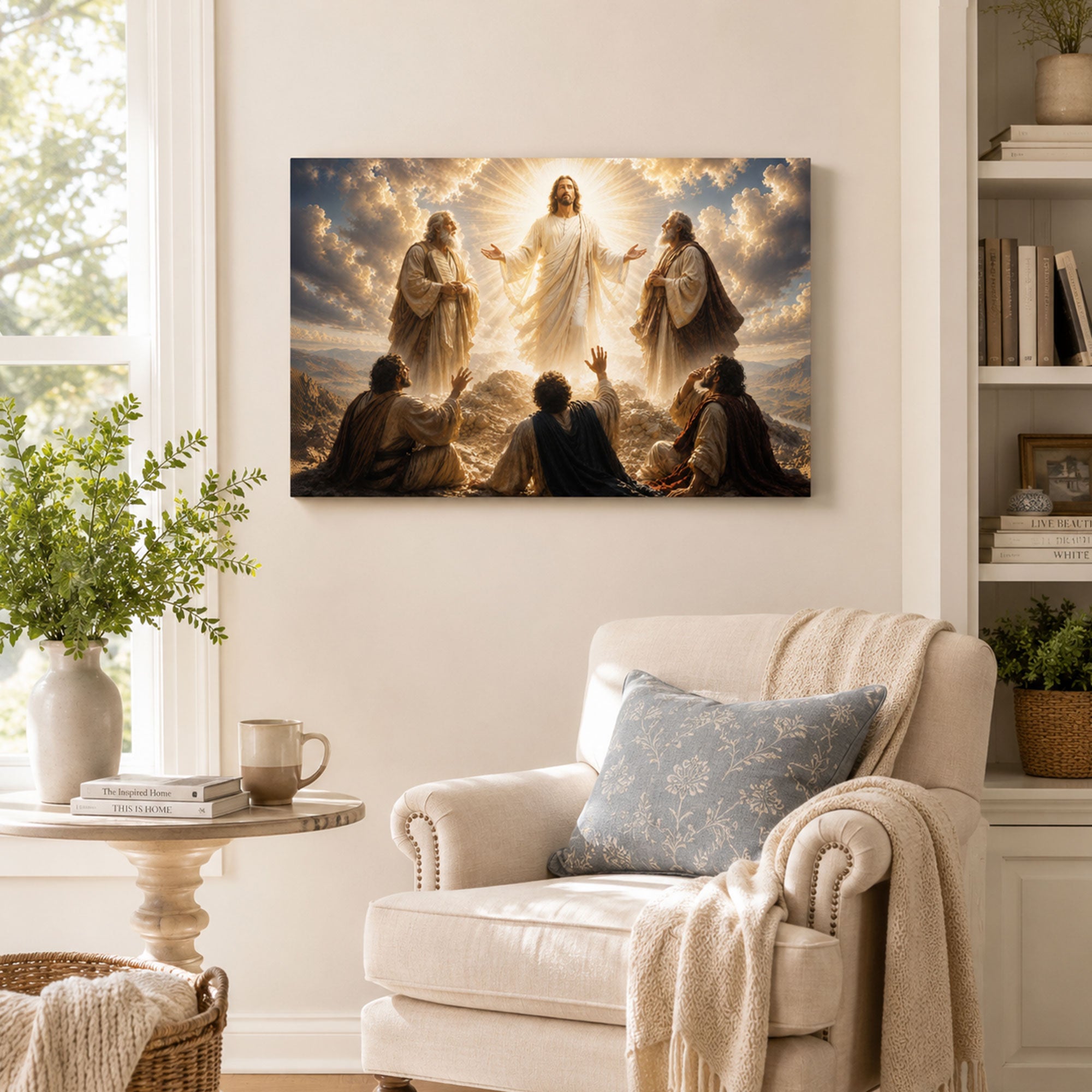 Transfigured Christ with Moses and Elijah Canvas Print, Christian Home Decor