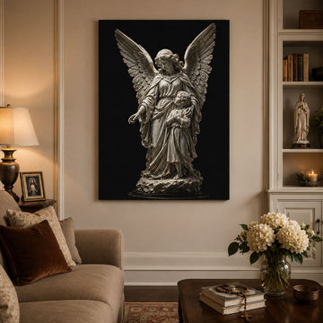 Guardian Angel Canvas Print, Angel Protecting Child Christian Wall Art