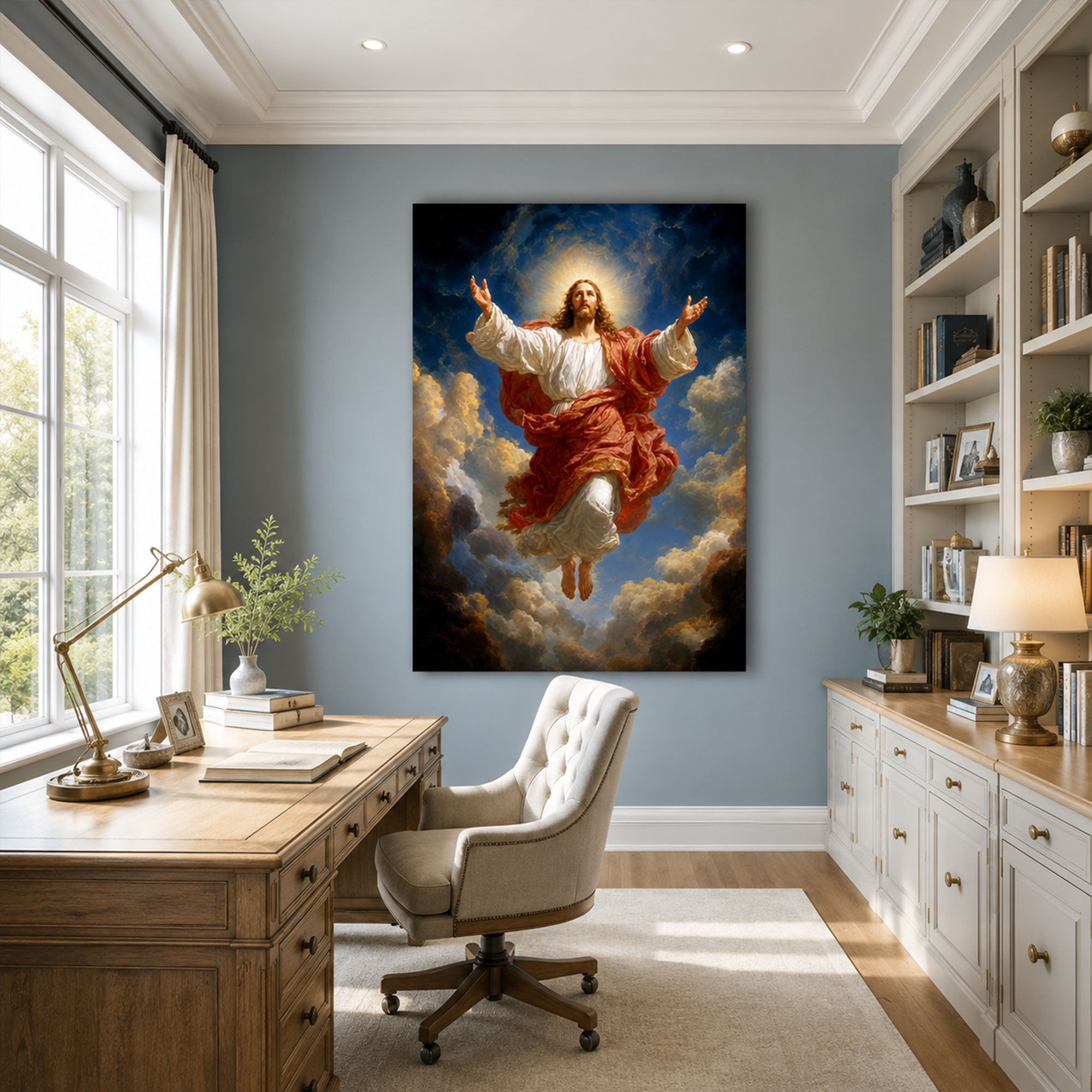 Jesus Ascension Canvas Print, Heavenly Christian Wall Art, Sacred Faith Home Decor, Inspirational Religious Artwork