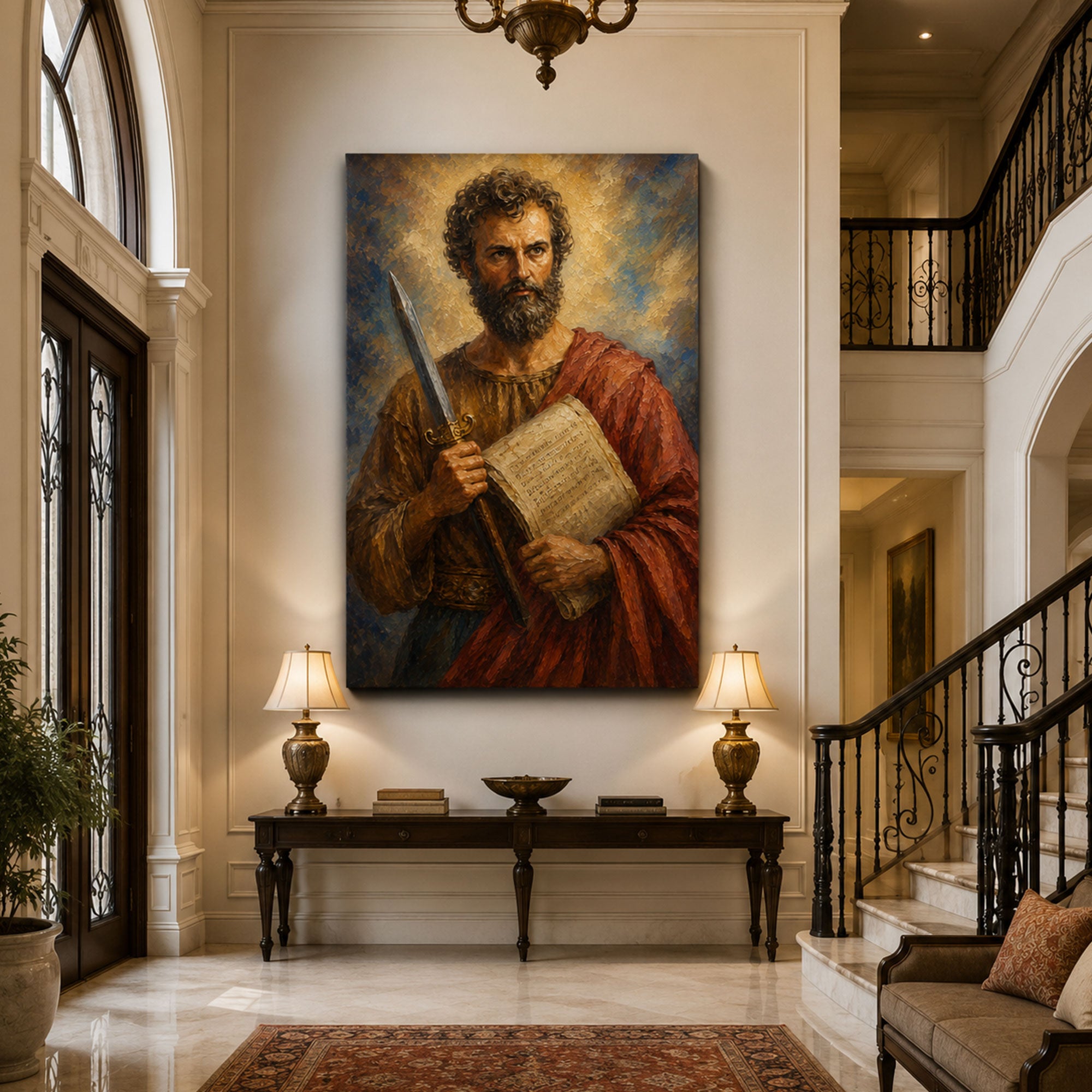 Saint Paul with Sword Canvas Print, Catholic Apostle Wall Art, Faith Home Decor Gift