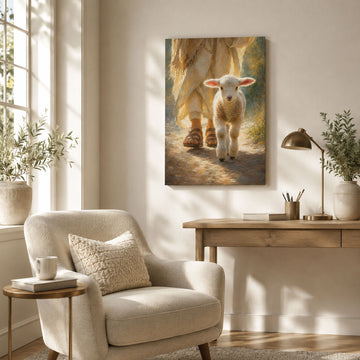 Follow Me Jesus and Lamb Canvas Print, Good Shepherd Christian Wall Decor, Faith Gift