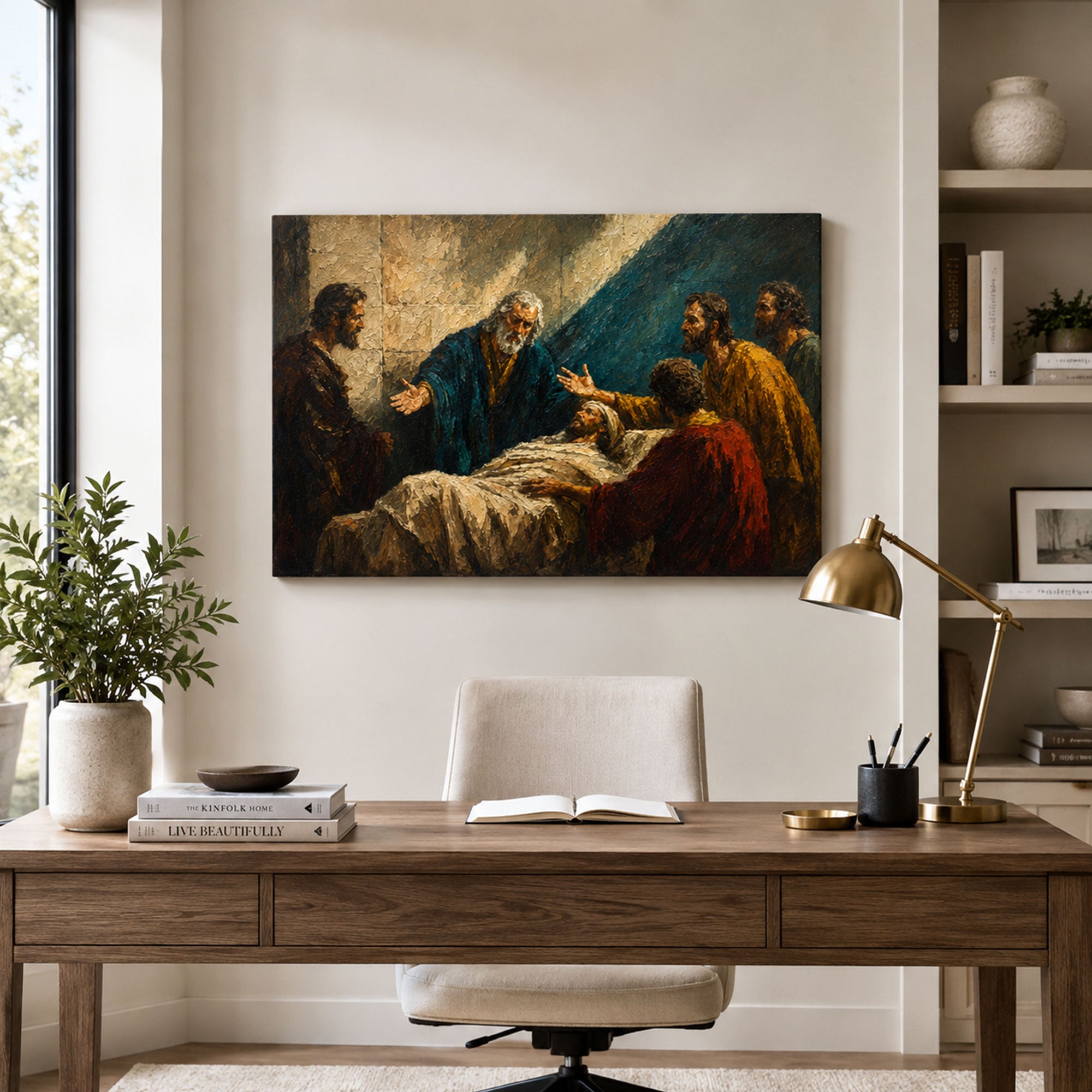 Jesus Healing the Sick Canvas Print, Biblical Healing Christian Wall Decor, Hope and Faith Gift