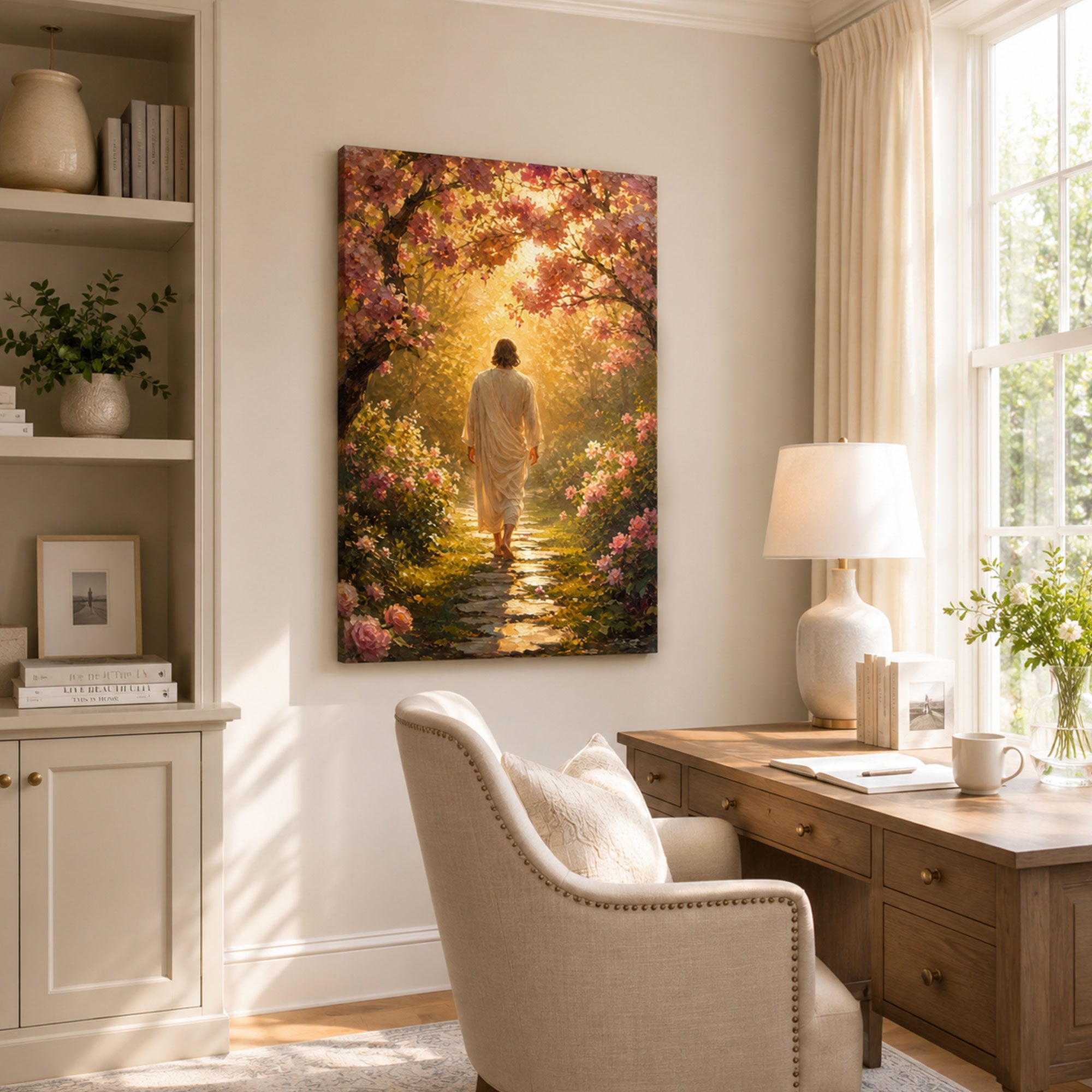 Walking in His Footsteps Jesus Canvas Print, Follow Christ Christian Wall Decor, Faith Journey Gift