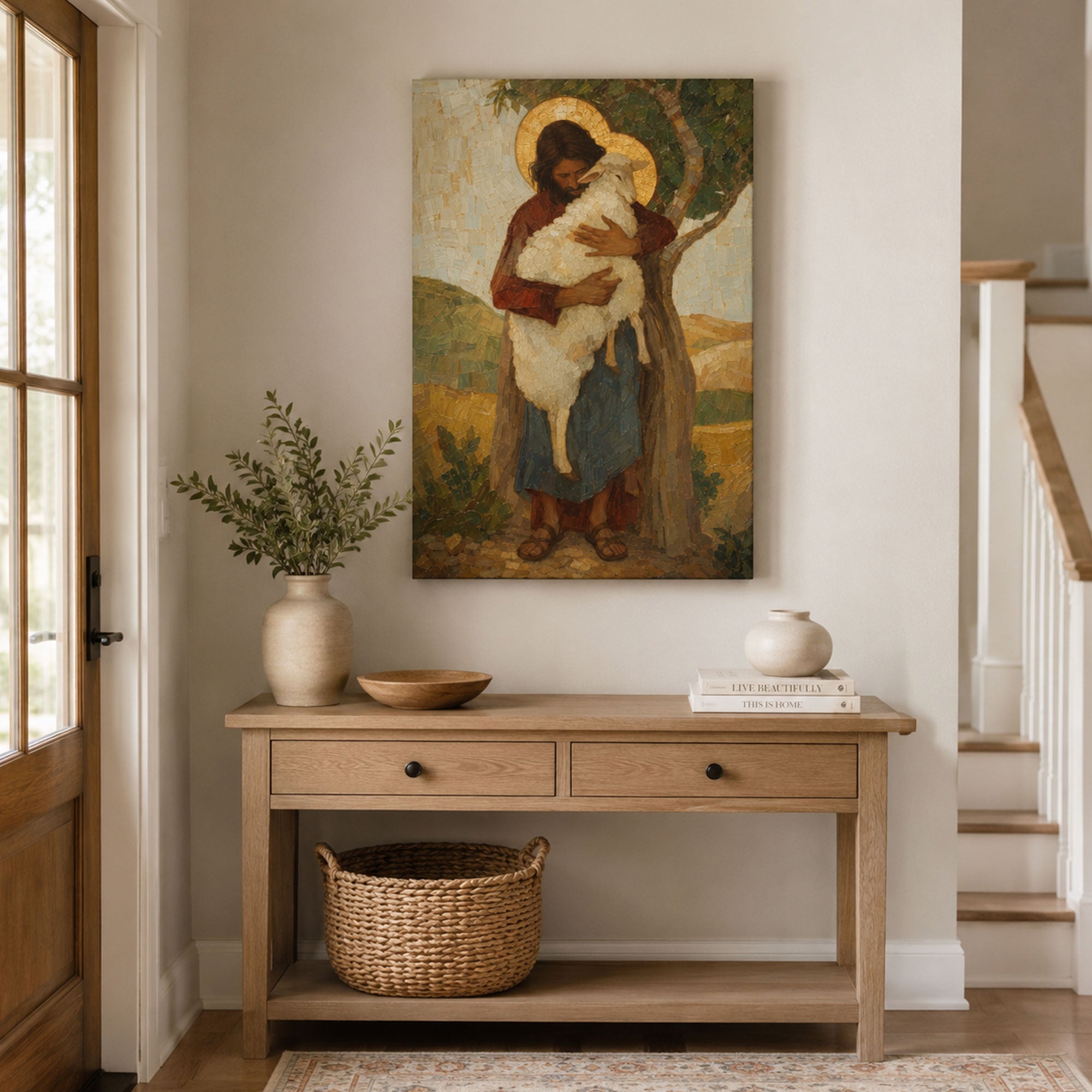 Jesus the Good Shepherd Canvas Print, Christian Home Decor