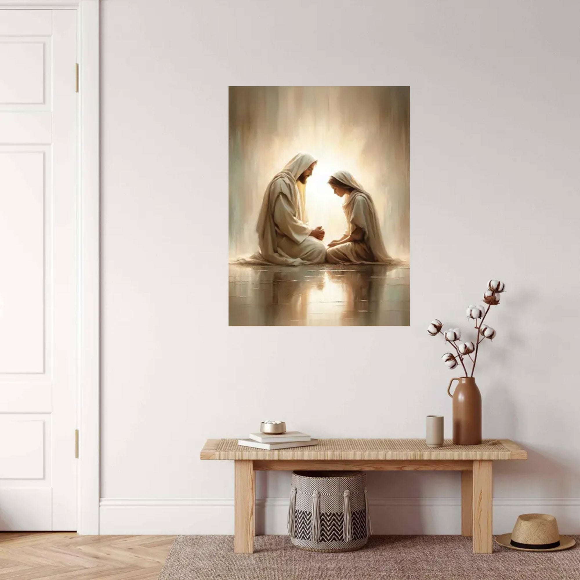 Divine Prayers, Jesus and Girl Canvas Art, Inspirational Picture of Christ, LDS Christian Art & Bible Prints Canvas