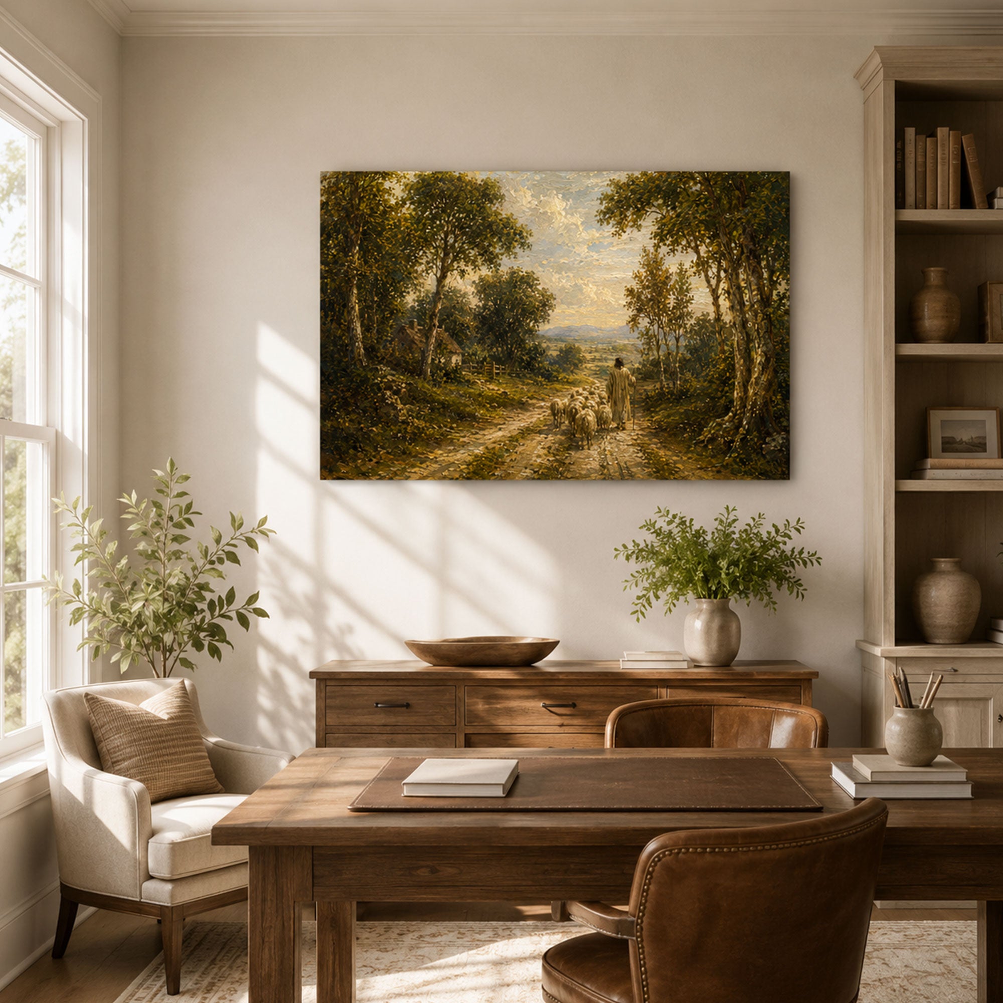 The Lord Is My Shepherd Canvas Print, Psalm 23 Jesus Christian Wall Decor, Faith Gift