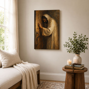 Revelation 3:20 Behold I Stand at the Door Canvas Print, Christian Home Decor