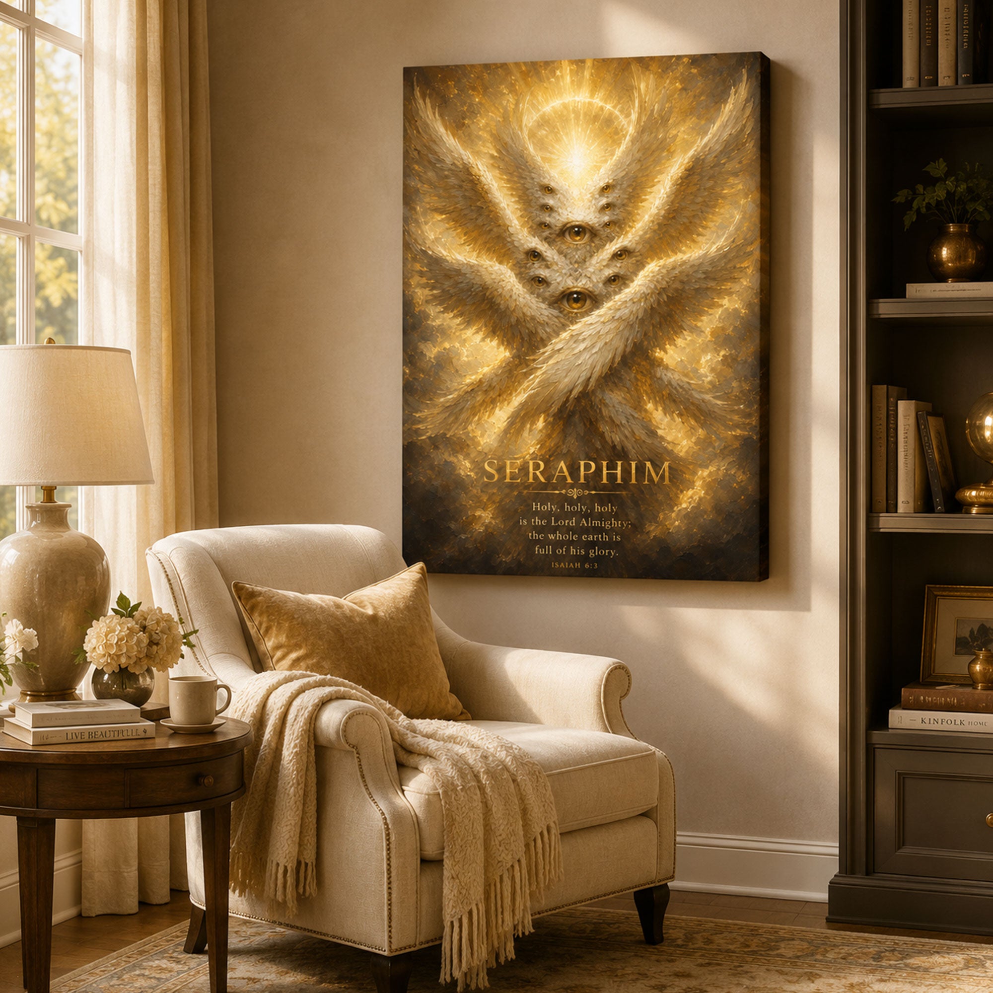 Biblical Seraphim Angel Canvas Print, Isaiah 6:3 Christian Decor