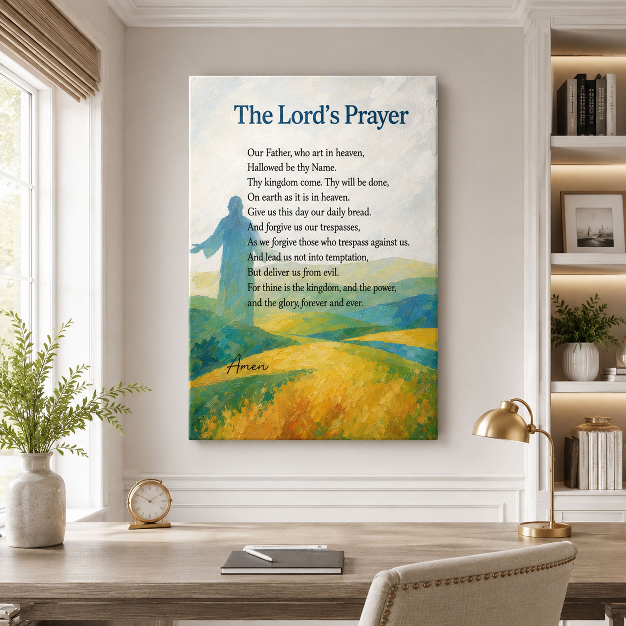 The Lord’s Prayer Canvas Print, Our Father Christian Wall Decor, Bible Verse Faith Gift