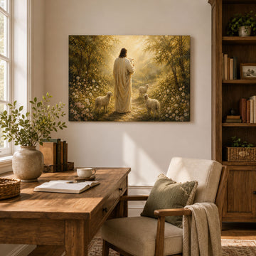 Jesus the Good Shepherd Canvas Print, Peaceful Christian Home Decor