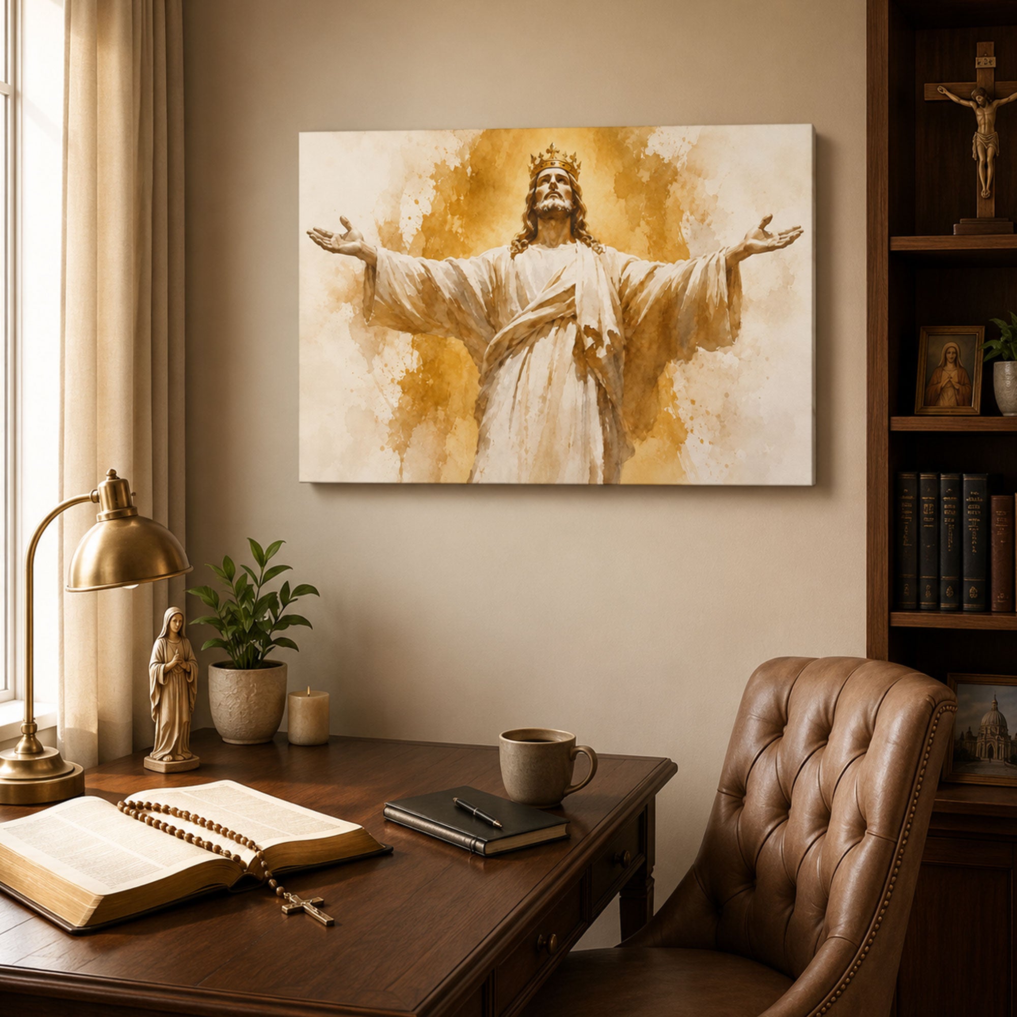 Christ the King with Open Arms Canvas Print, Catholic Christian Home Decor