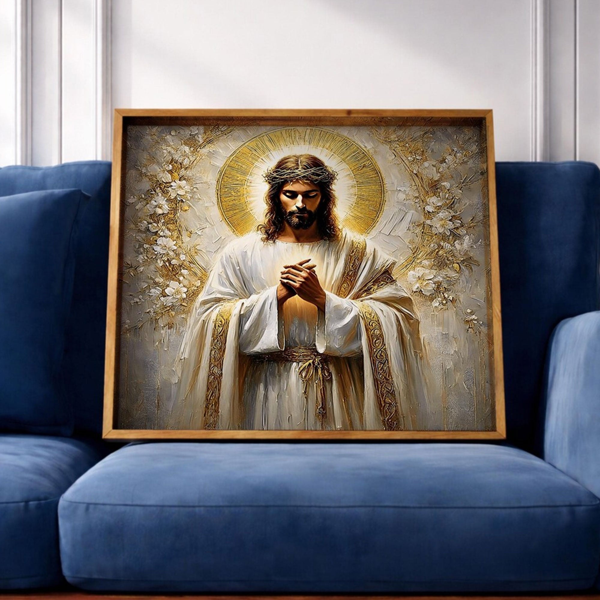 Jesus Christ Canvas Print, Christ the Redeemer Christian Wall Art, Prayer Home Decor