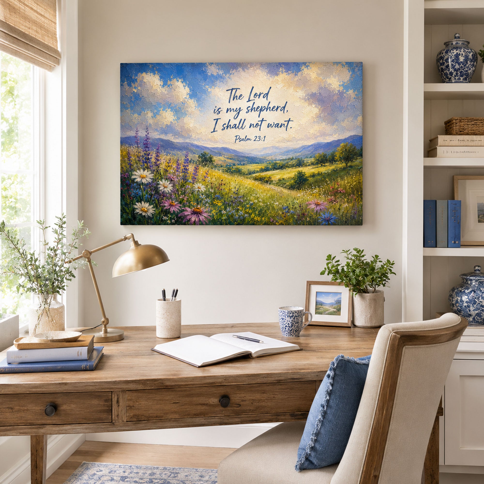 Psalm 23:1 Canvas Print, The Lord Is My Shepherd Christian Decor