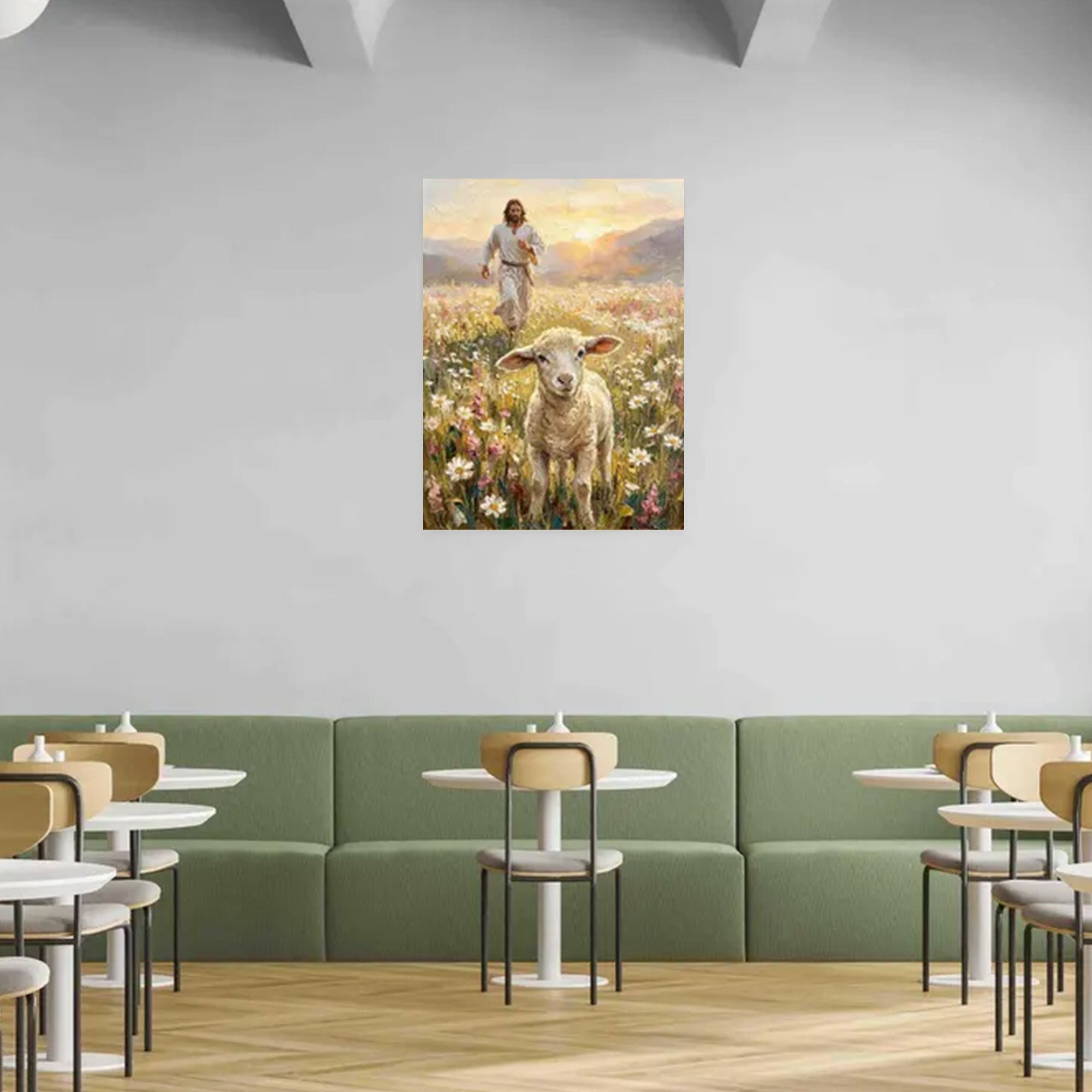 Jesus Saves the Lamb Canvas Print, Good Shepherd Wall Art, Christian Faith Decor, Religious Home Gift