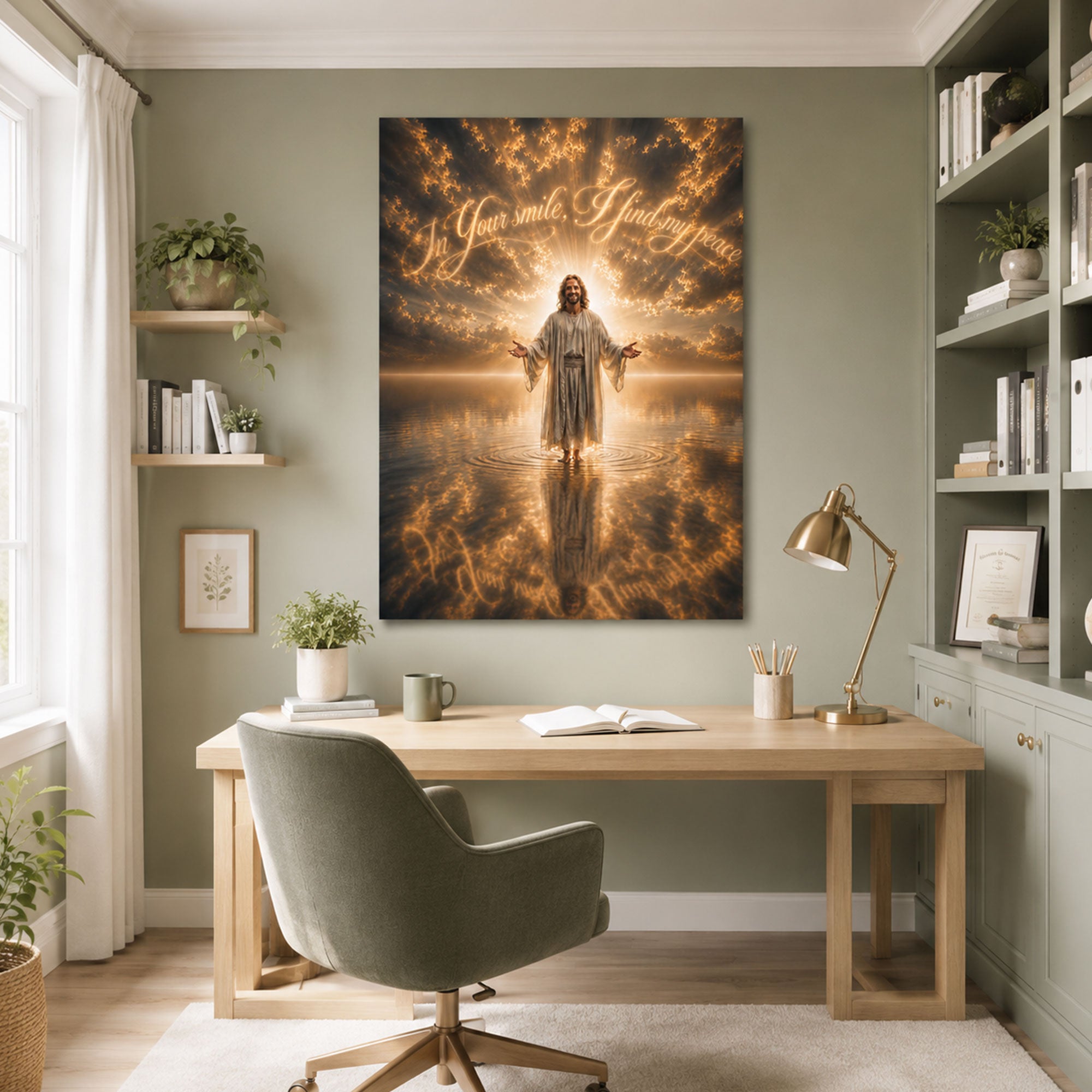 In Your Smile, I Find My Peace Canvas Print, Inspirational Jesus Christian Faith Wall Art, Spiritual Home Decor
