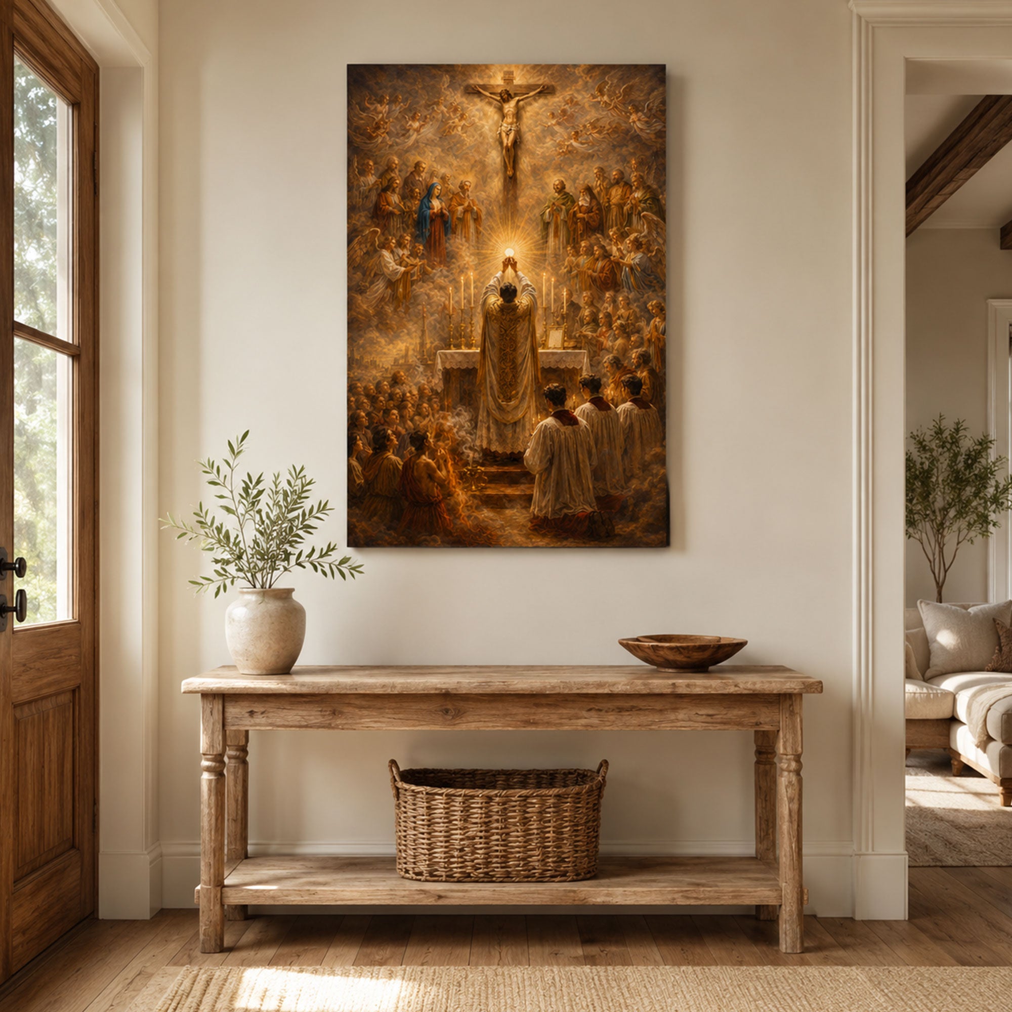 Holy Sacrifice of the Mass Canvas Print, Catholic Eucharist Wall Art, Faith Home Decor Gift