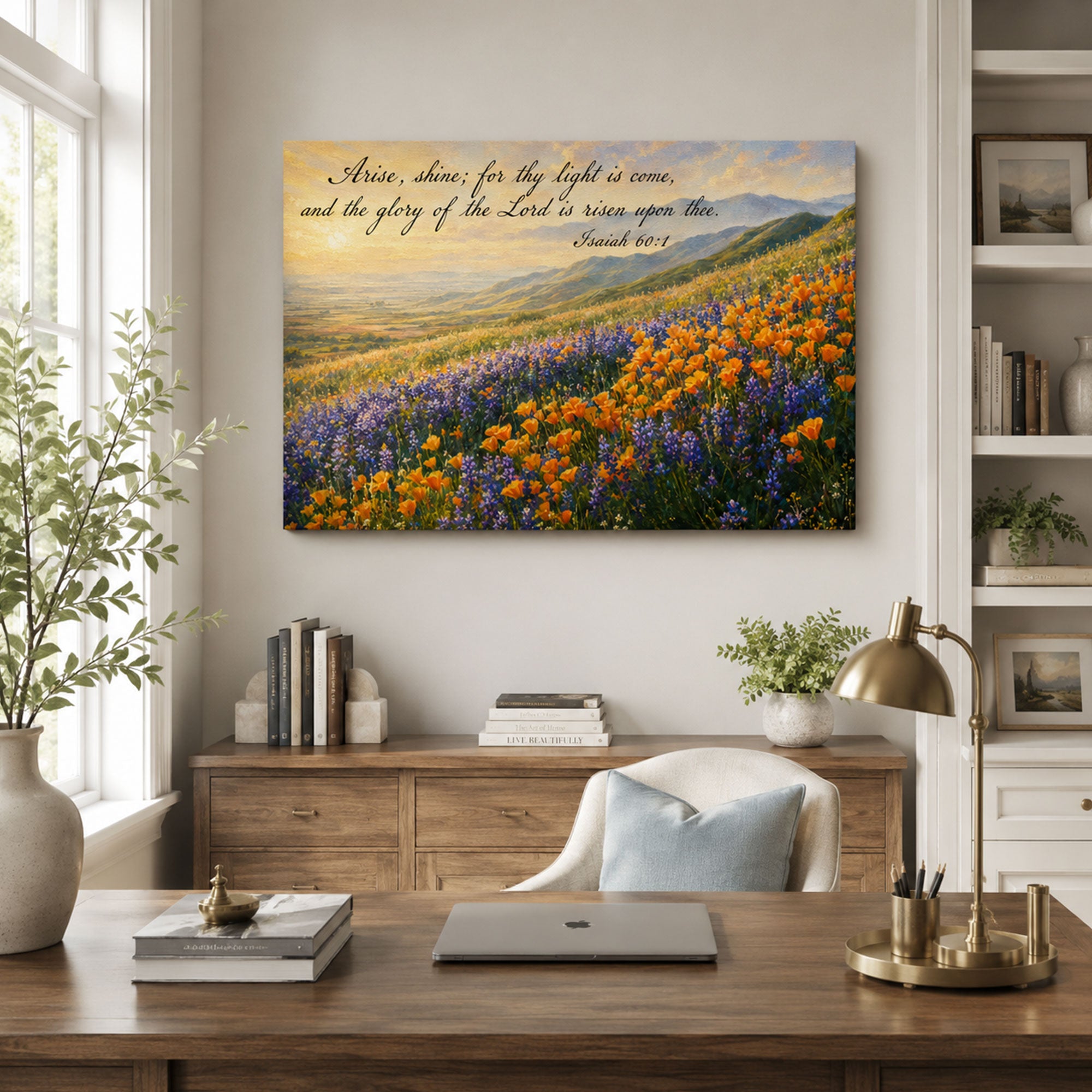 Isaiah 60:1 Canvas Print, Arise Shine Bible Verse Christian Decor