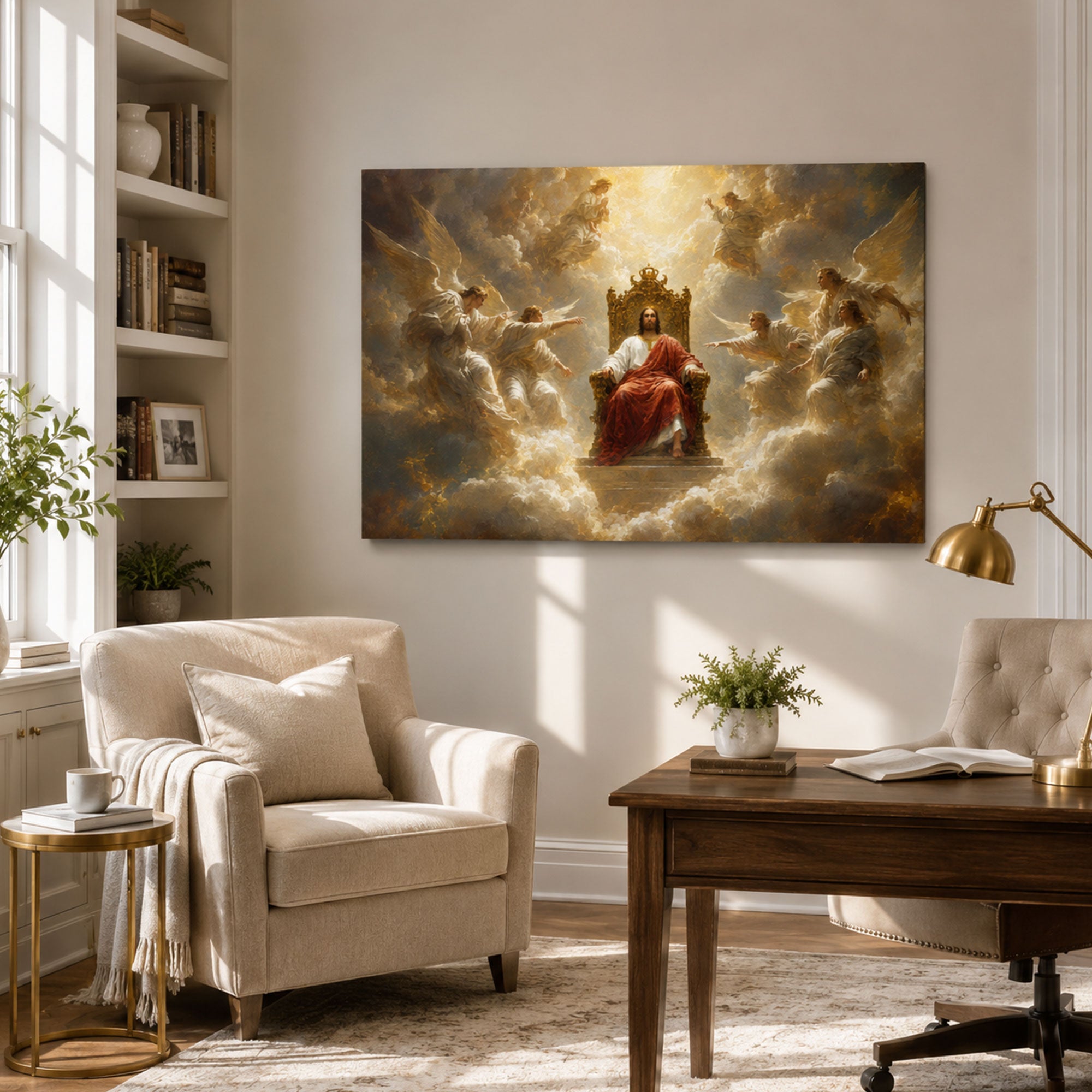 Christ the King Jesus Canvas Print, Heavenly Throne Christian Wall Decor, King of Kings Faith Gift