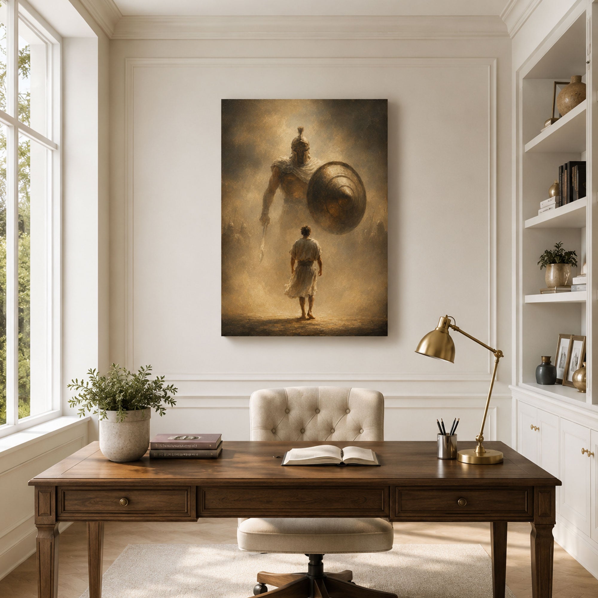 David Facing Goliath Canvas Print, Christian Home Decor