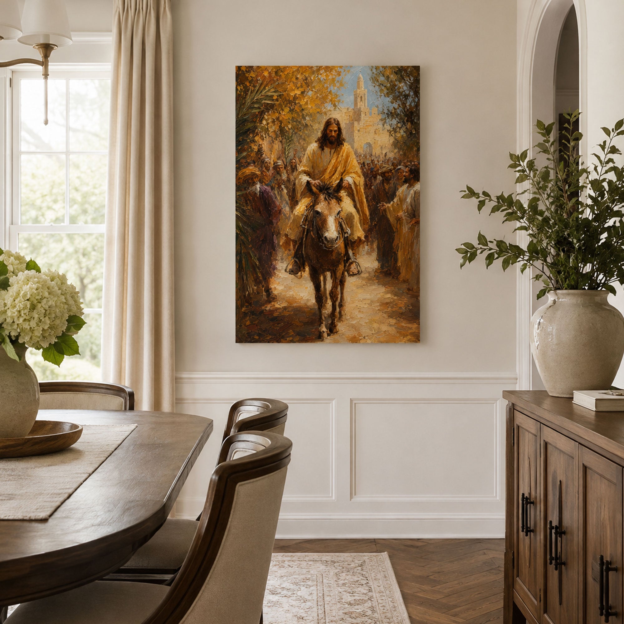 Jesus Triumphal Entry into Jerusalem Canvas Print, Palm Sunday Christian Wall Decor, Faith Gift