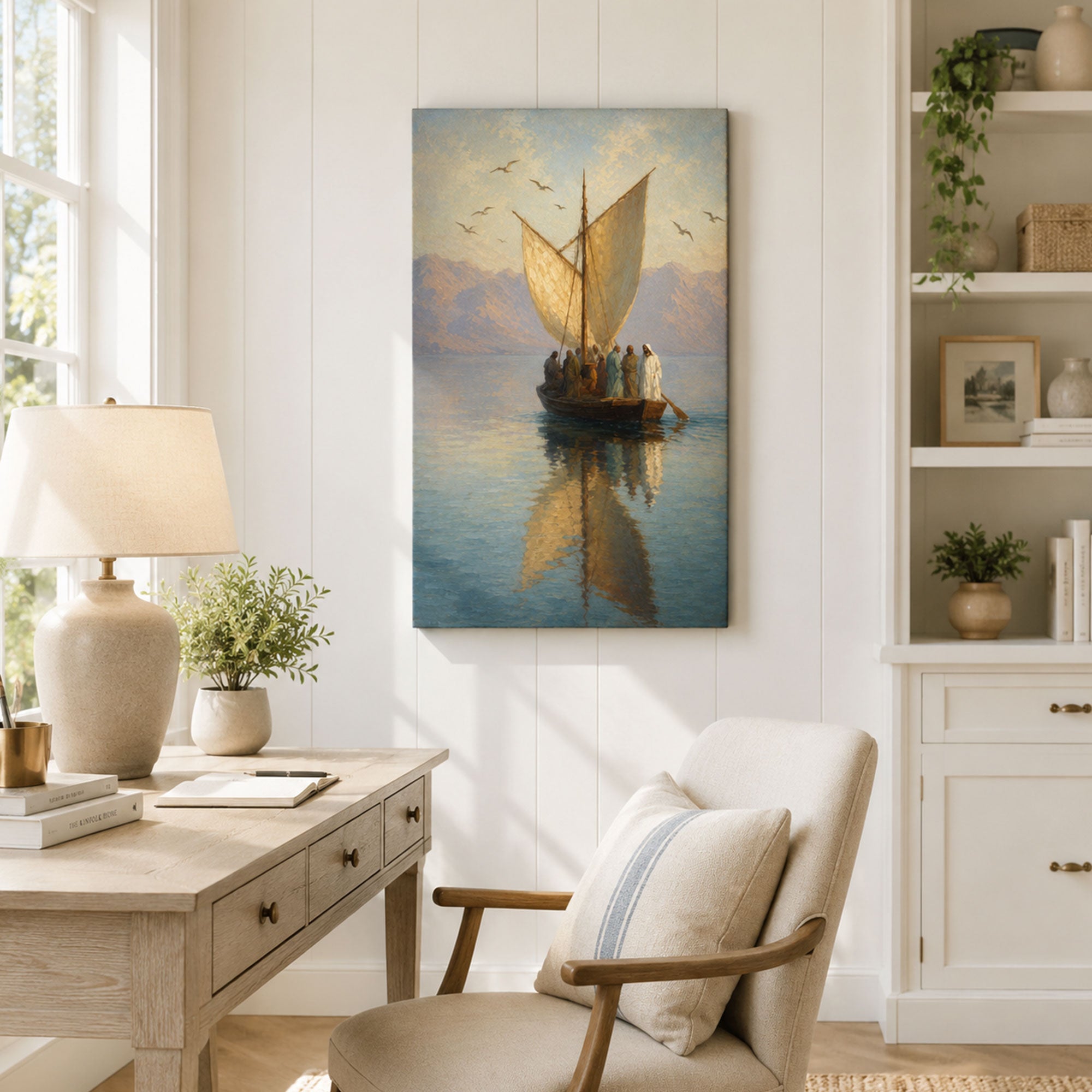 Jesus and His Disciples at Sea Canvas Print, Christian Home Decor