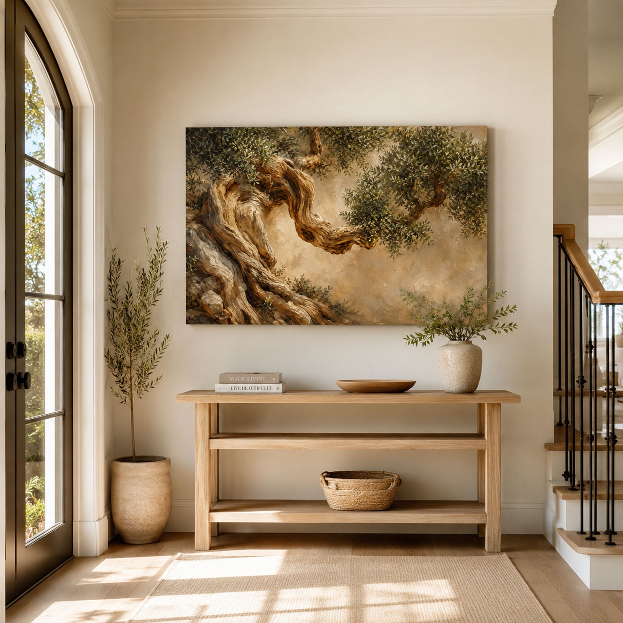 Ancient Olive Tree Canvas Print, Biblical Christian Wall Decor, Holy Land Faith Gift