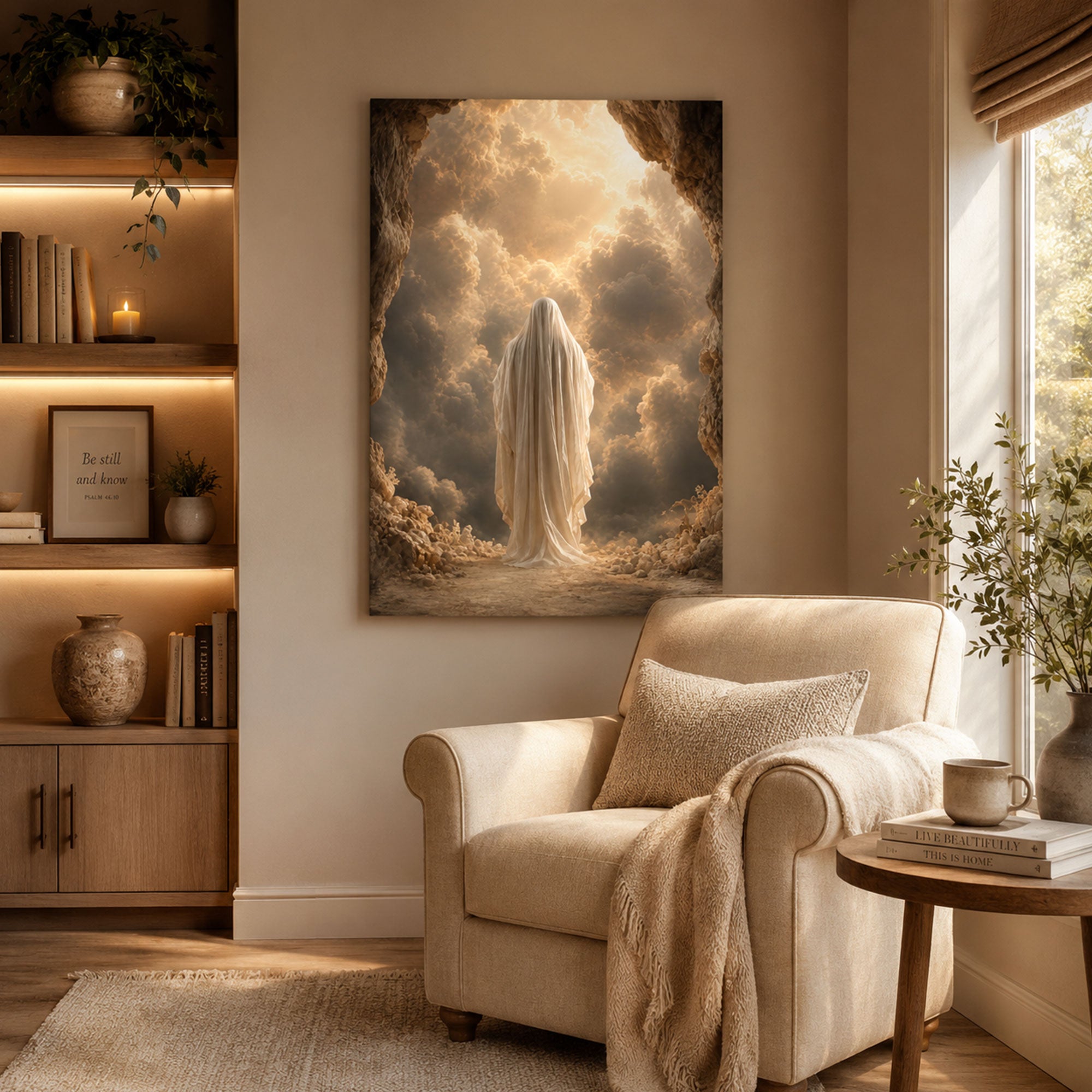 Risen Christ Empty Tomb Canvas Print, Resurrection Jesus Christian Wall Art, Faith Home Decor Gift