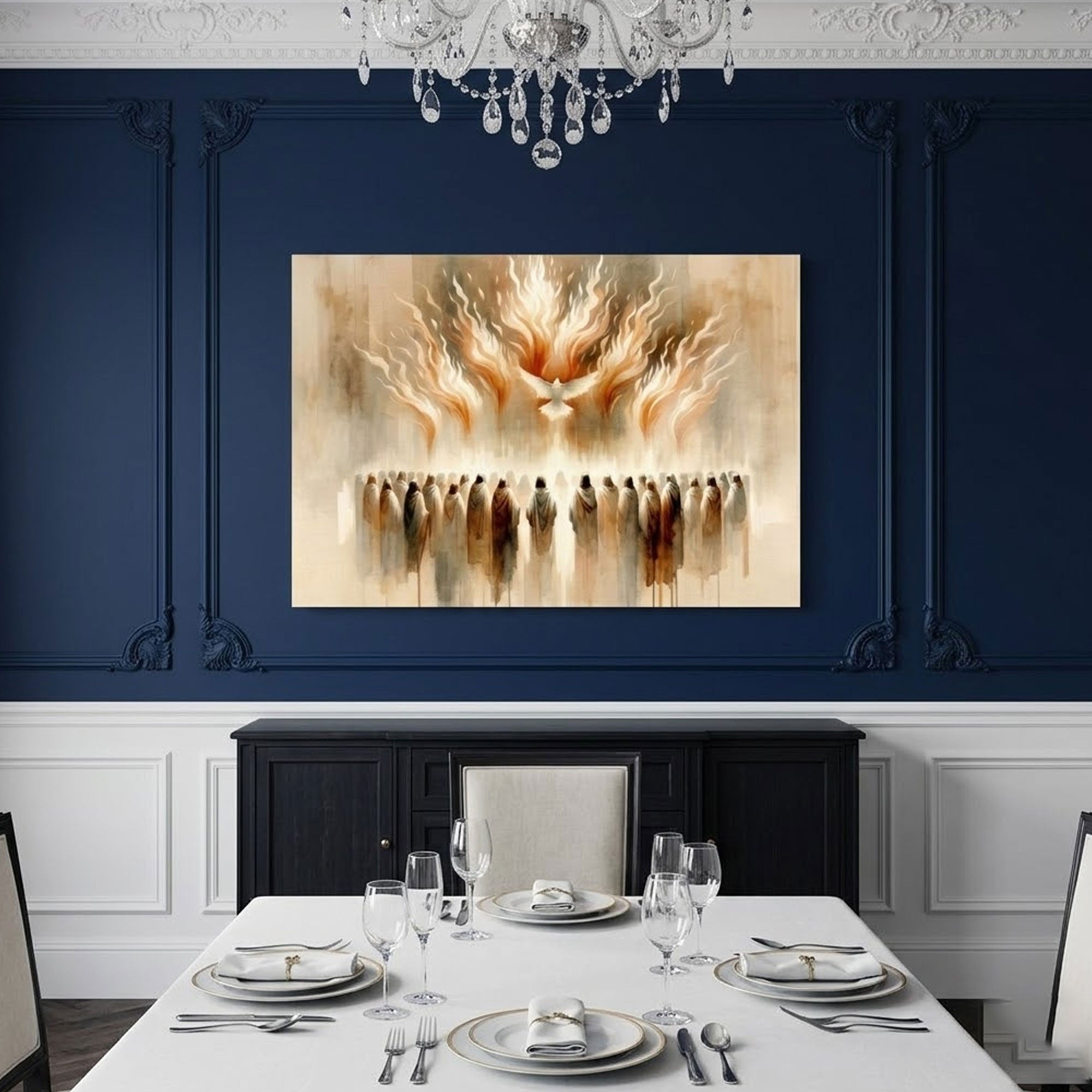 Pentecost Holy Spirit Watercolor Flame Canvas Print, Christian Wall Art, Inspirational Faith Home Decor