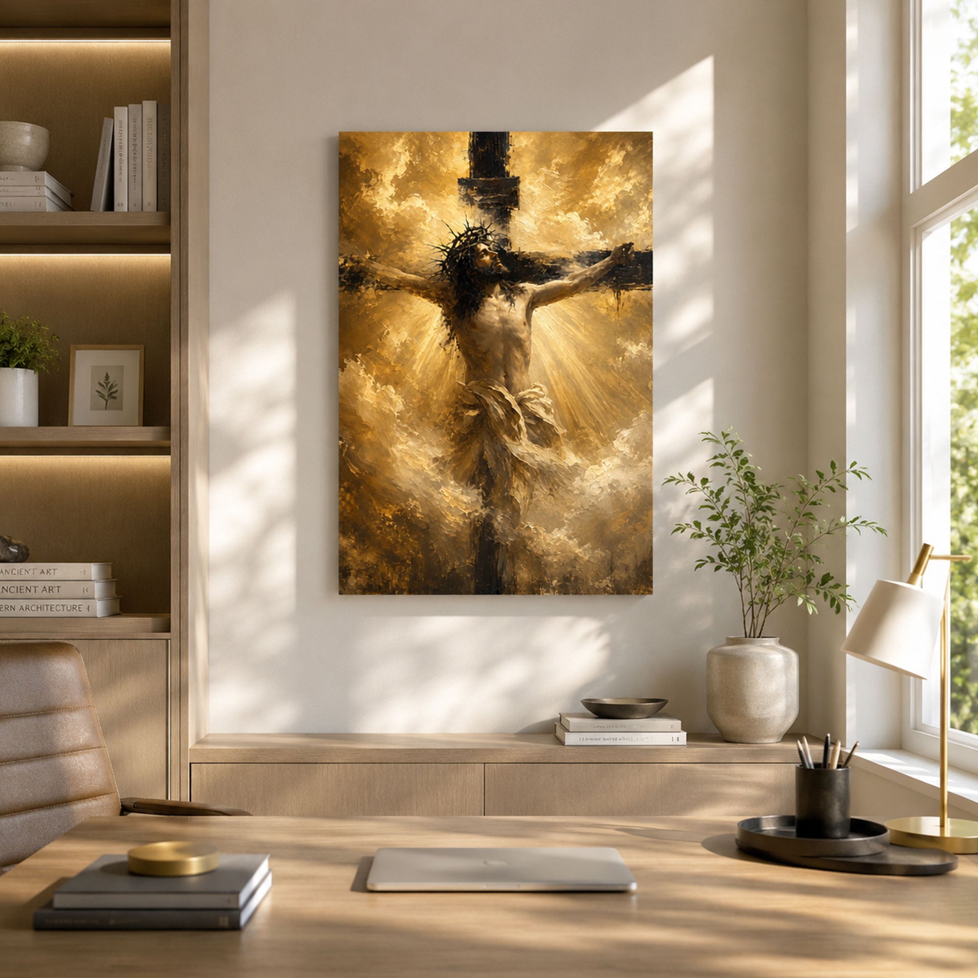 Jesus on the Cross Canvas Print, Crucifixion of Christ Christian Wall Decor, Faith Gift