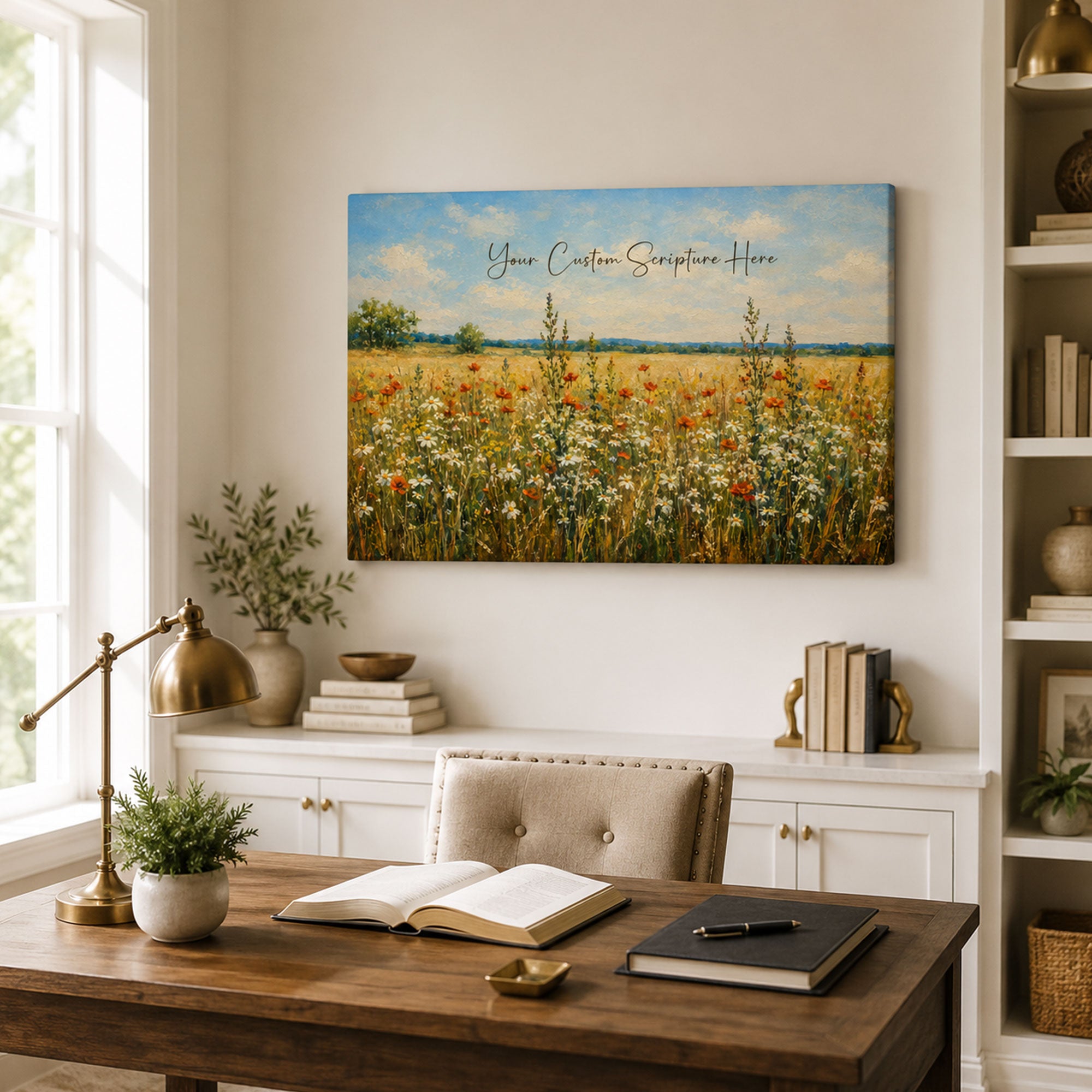 Custom Scripture Wildflower Canvas Print, Personalized Christian Home Decor