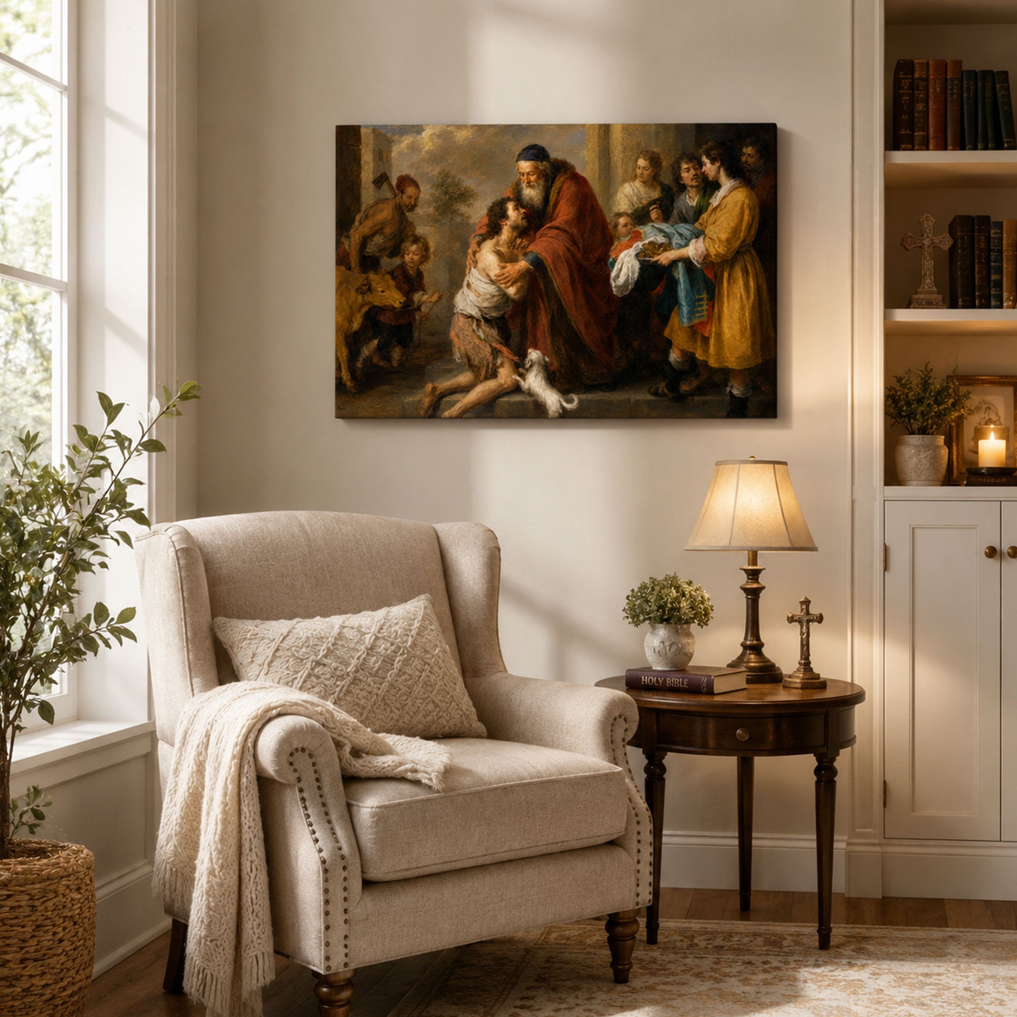 Luke 15 Prodigal Son Reunion Canvas Print, Christian Home Decor