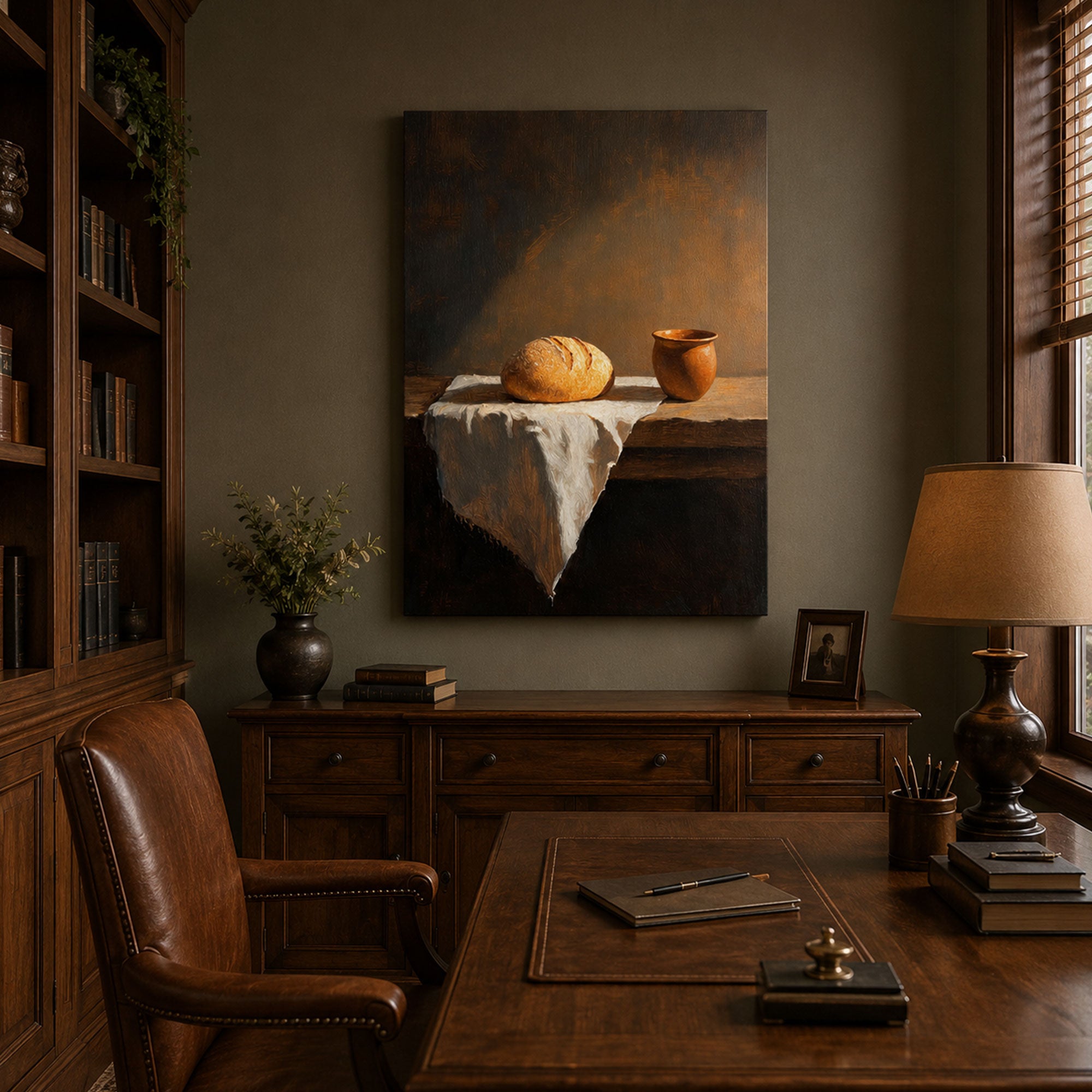 Last Supper Bread and Wine Canvas Print, Christian Wall Art, Holy Communion Faith Home Decor