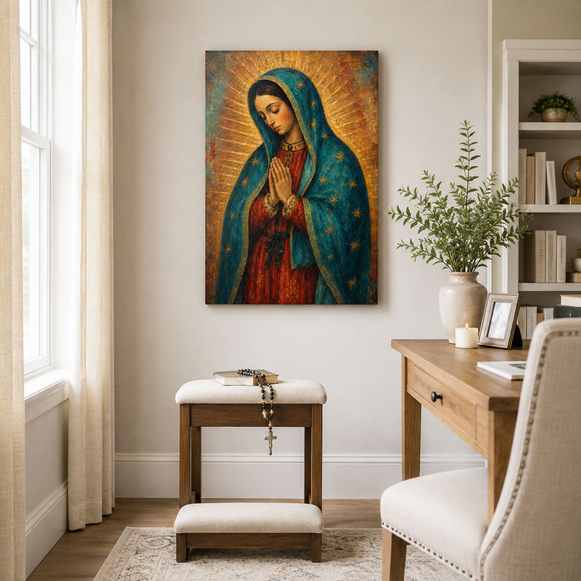 Our Lady of Guadalupe Prayer Canvas Print, Virgin Mary Catholic Wall Decor, Marian Faith Gift