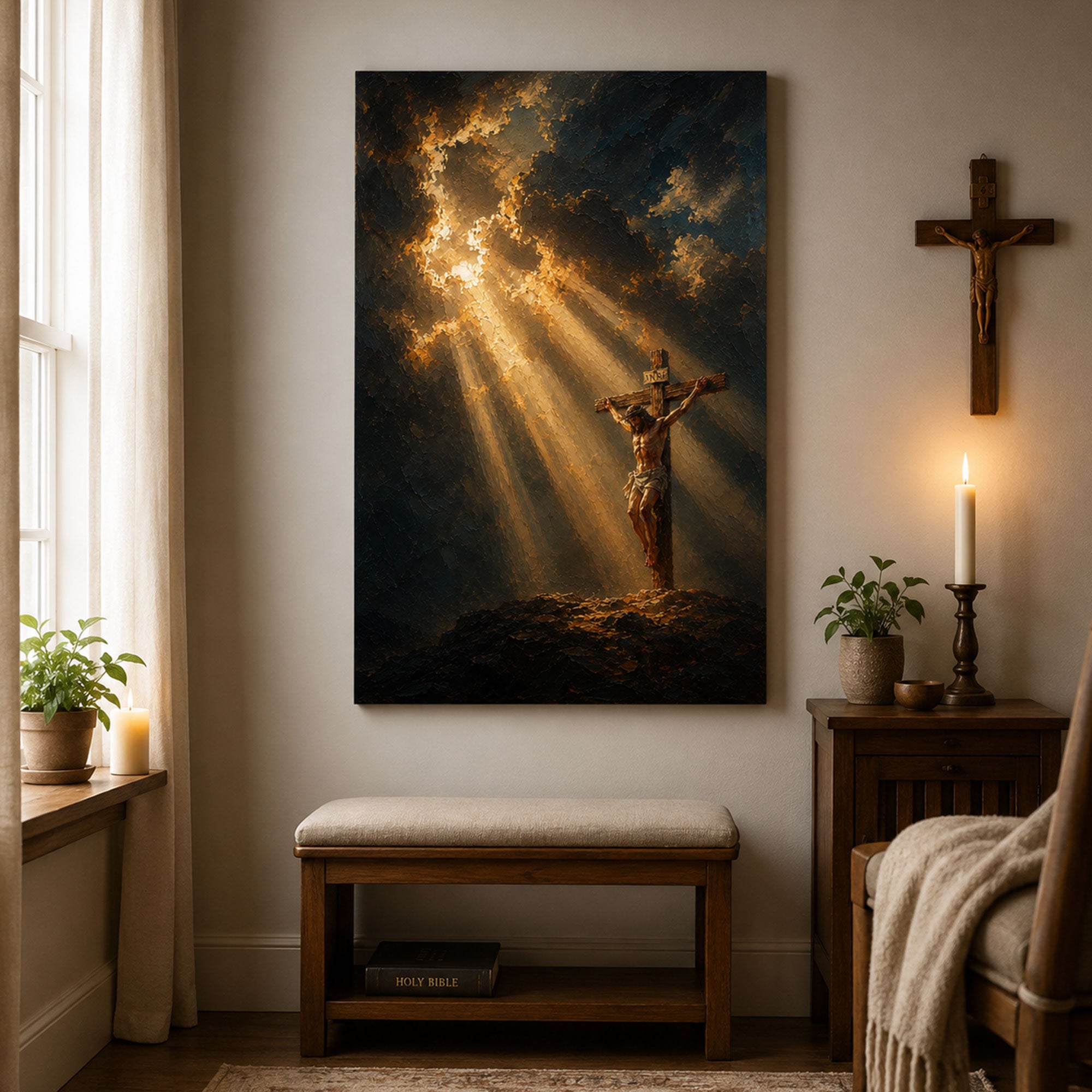 Crucifixion of Jesus Canvas Print, Good Friday Christian Wall Art, Faith Home Decor