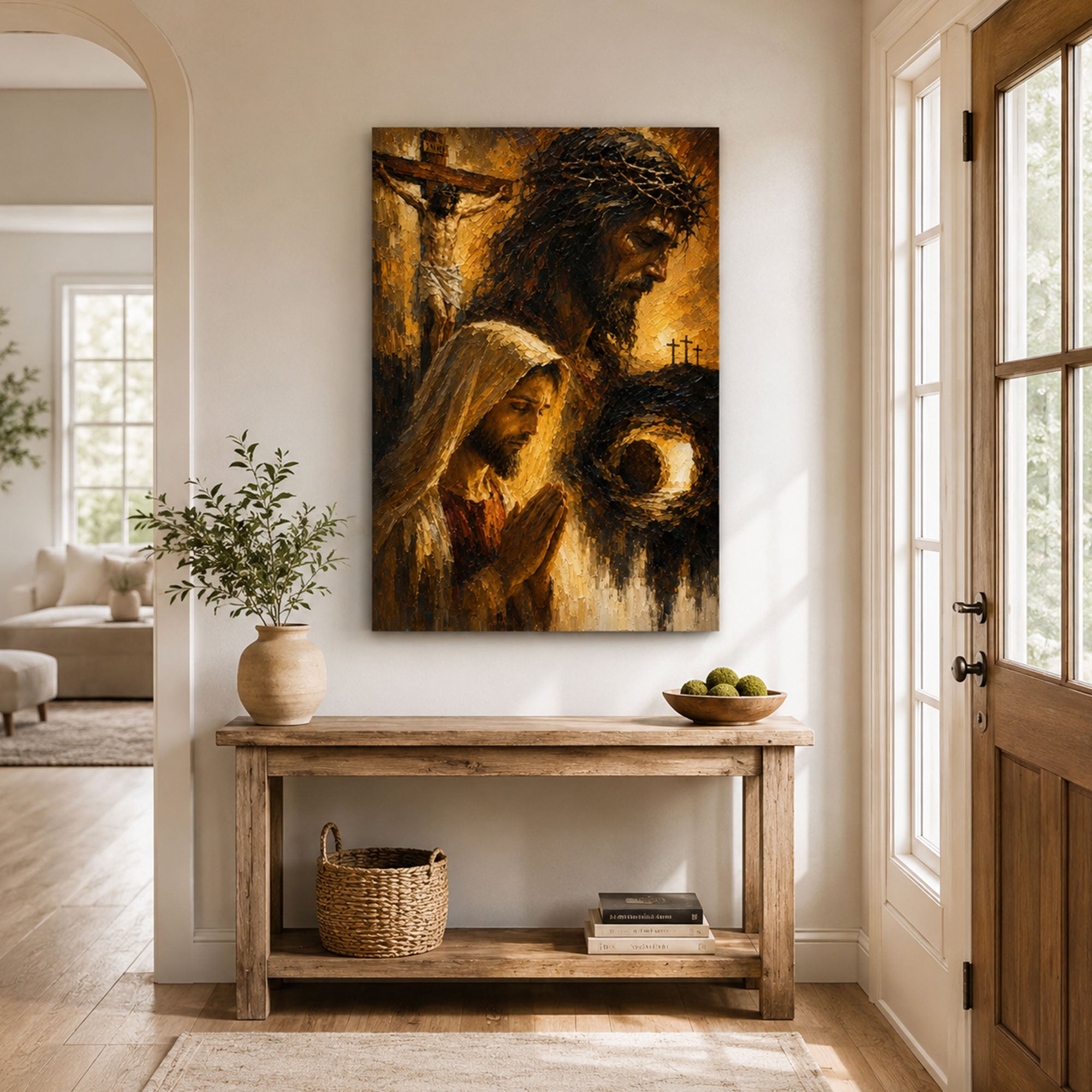 Jesus Crucifixion and Resurrection Canvas Print, Passion of Christ Christian Wall Decor, Easter Faith Gift