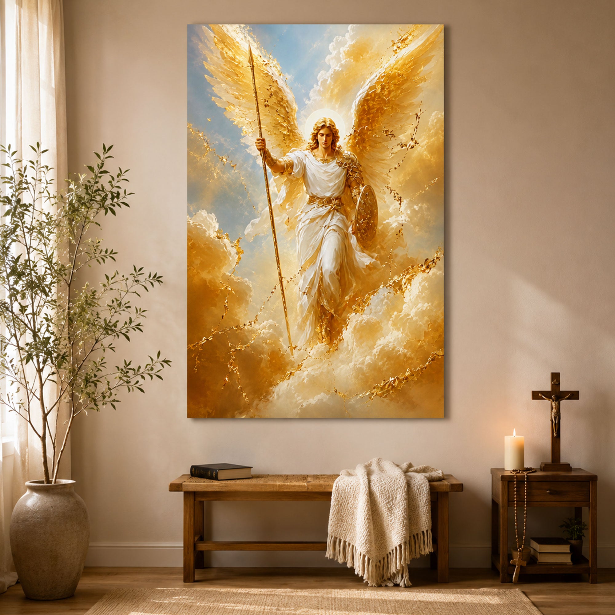 Saint Michael Archangel Canvas Print, Heavenly Warrior Catholic Wall Art, Guardian Faith Home Decor