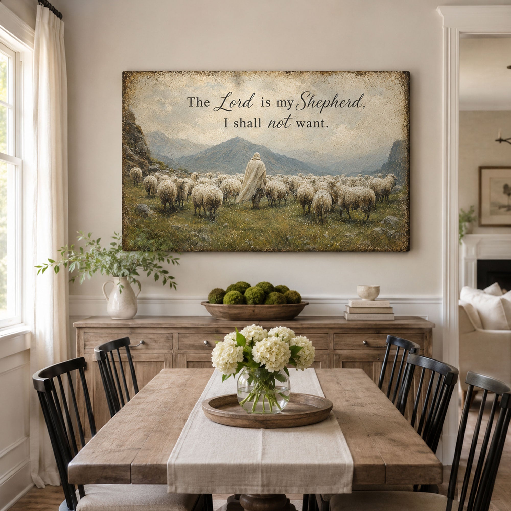 Psalm 23:1 Good Shepherd Canvas Print, Christian Home Decor