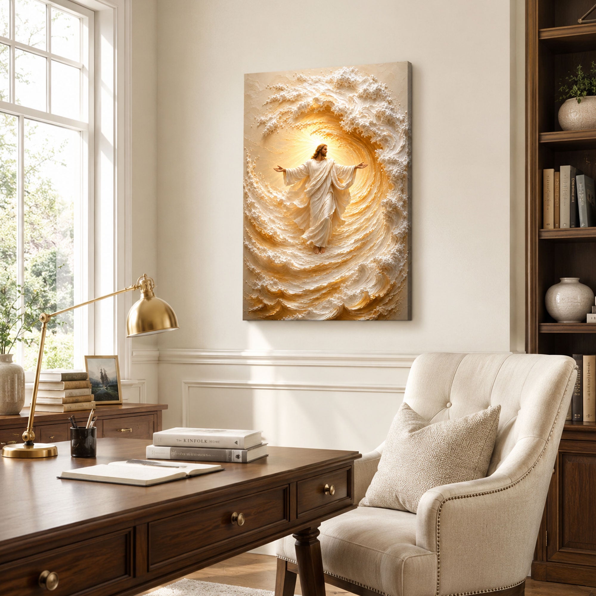Jesus Amid the Golden Waves Canvas Print, Christian Home Decor