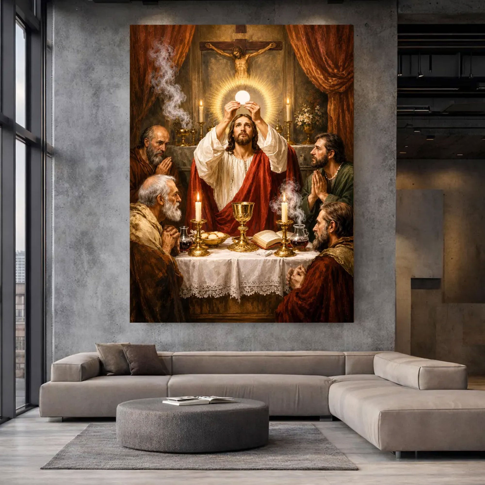 Jesus Holy Eucharist Canvas Print, Christian Wall Art, Catholic Religious Faith Home Decor